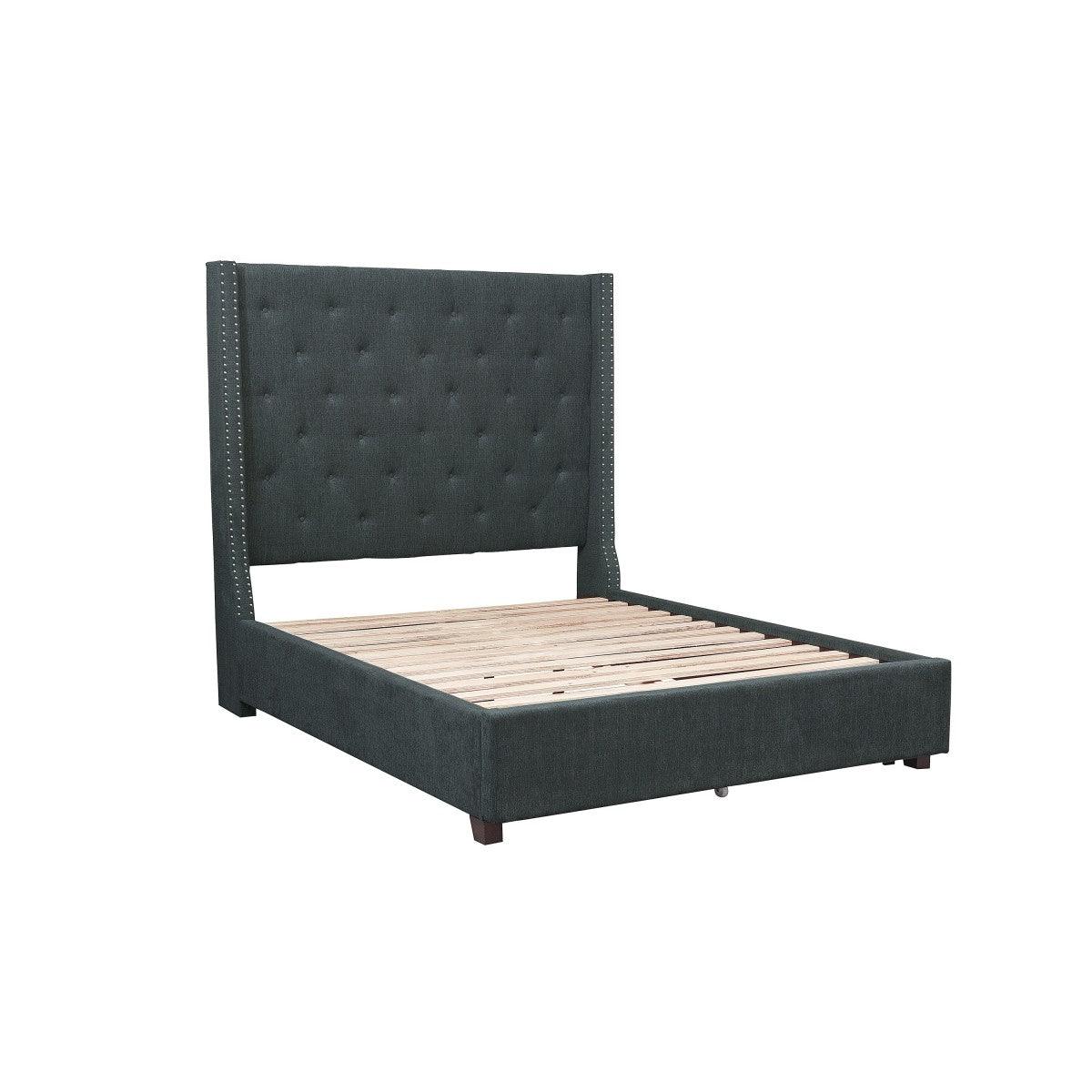 Fairborn Gray Traditional Solid Wood And Plywood Frame Fabric Upholstery Tufted Queen Platform Bed - Ella Furniture
