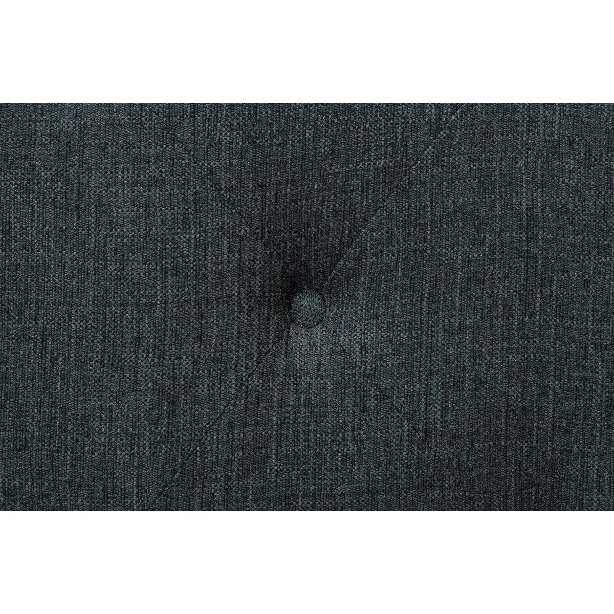 Detail of button tufting on Fairborn Gray king platform bed