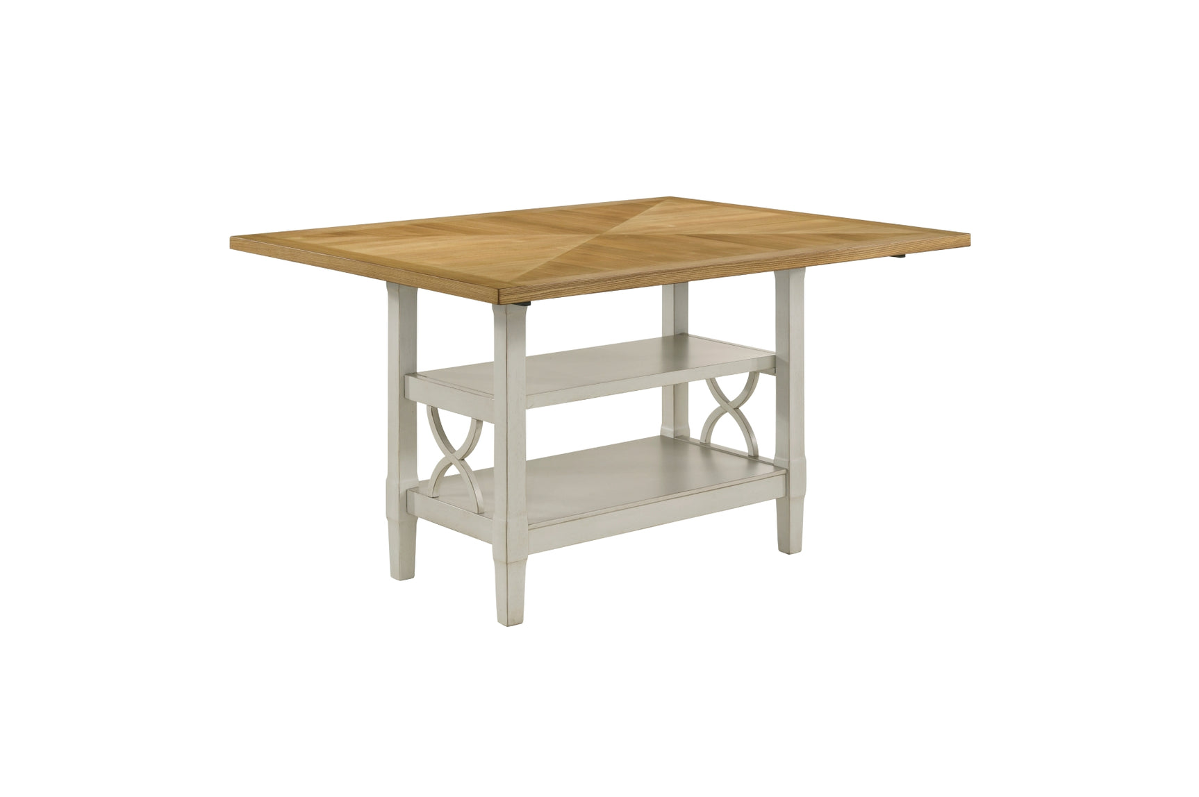 side angle of Stowe White Gray Dining Room Set with chairs