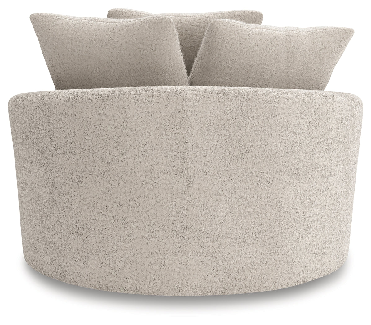 Back view of Cuddle Plush Arctic Chenille Velvet Oversized Swivel Accent Chair