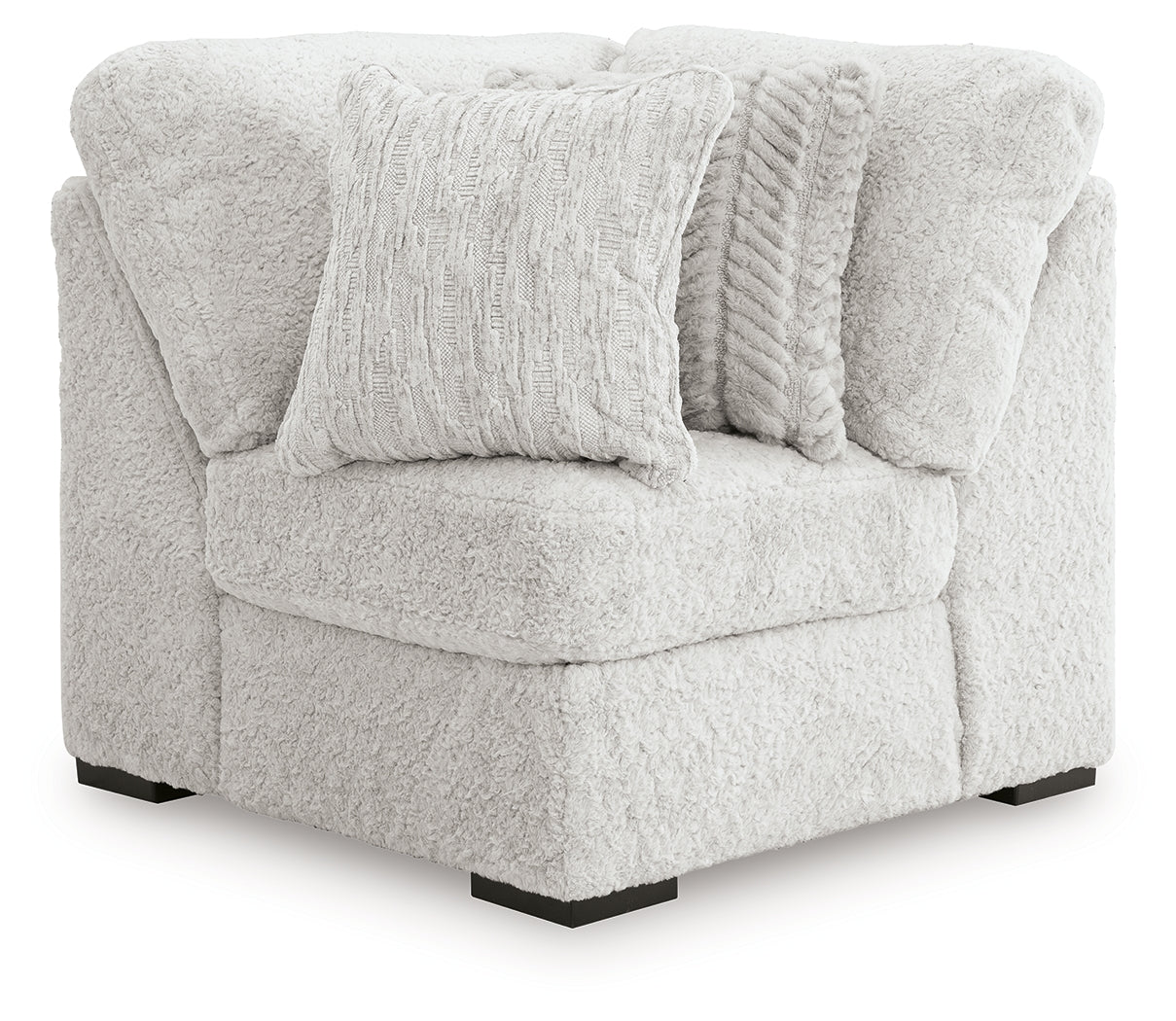 Detail head-on view of sectional sofa chaise