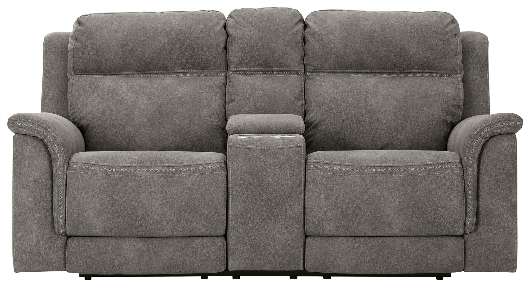 Next-Gen Durapella Slate Microfiber Power Reclining Loveseat with Console, head on view
