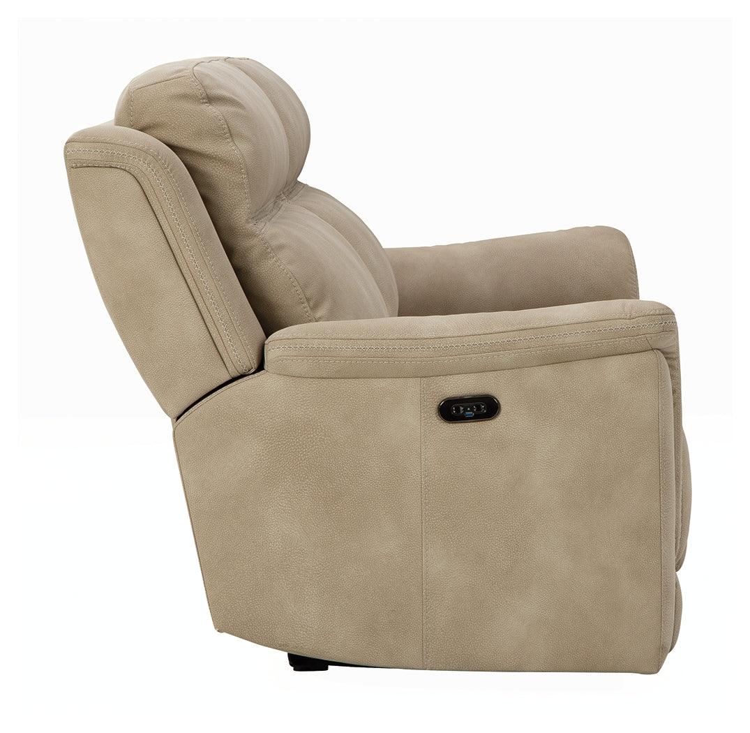 Next-Gen Durapella Sand Microfiber Power Reclining Sofa back view