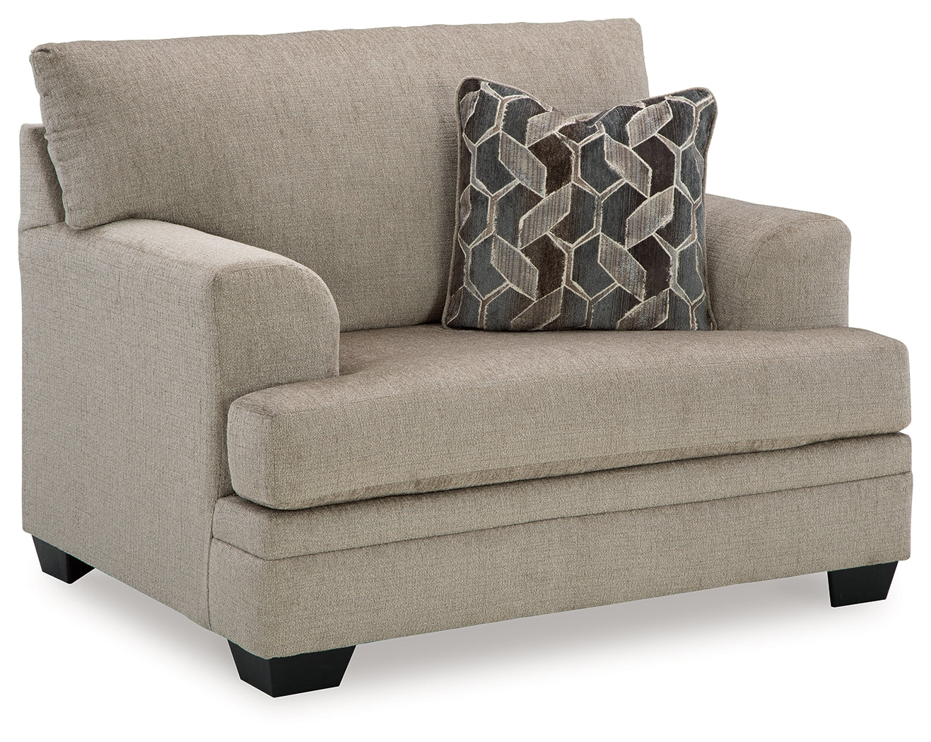Side view of ottoman in Stonemeade taupe set