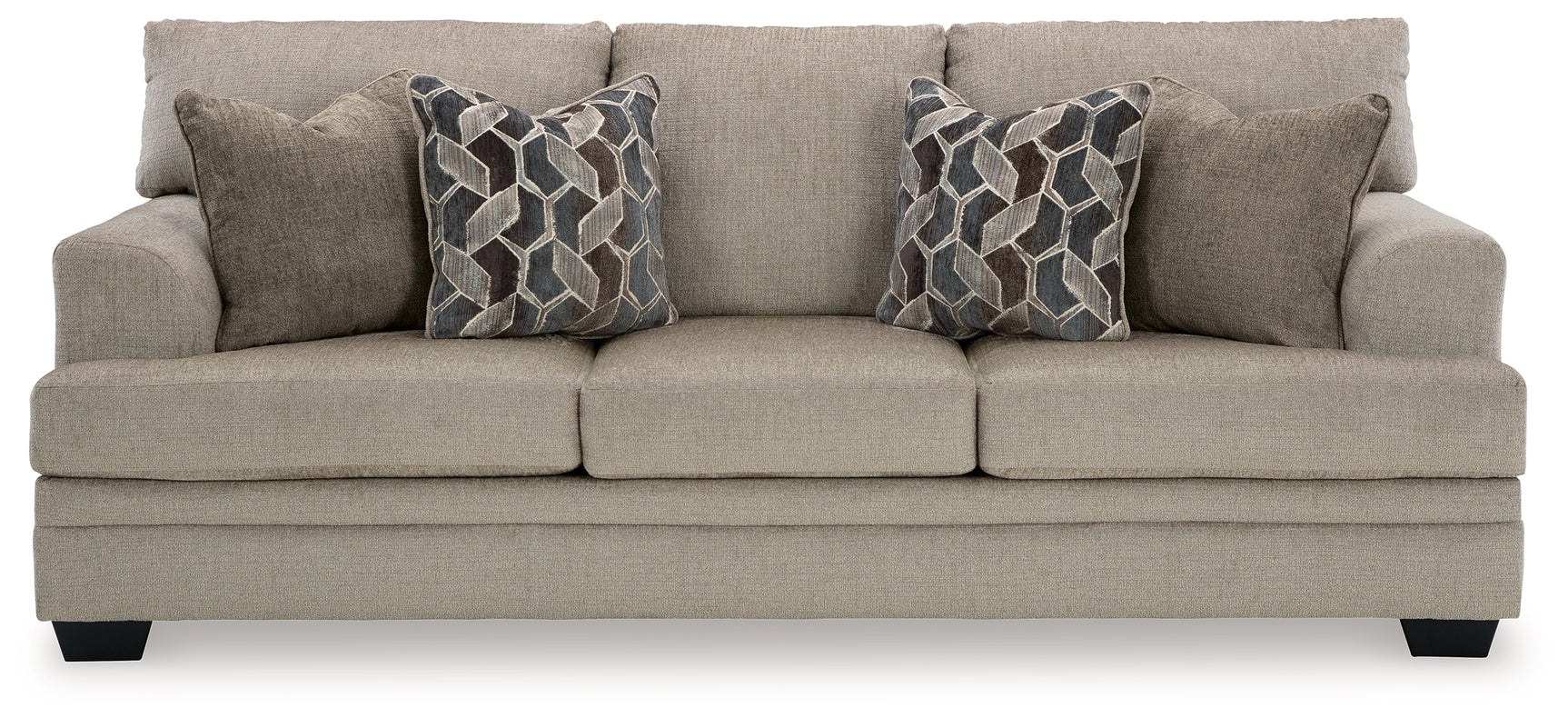 Side close-up of sofa arm and cushion