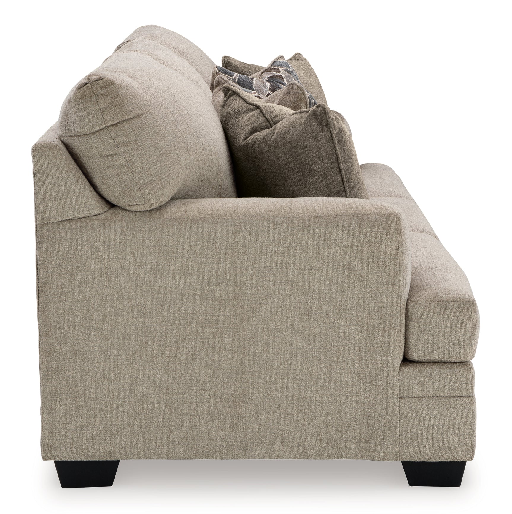 Close-up of loveseat cushion stitching