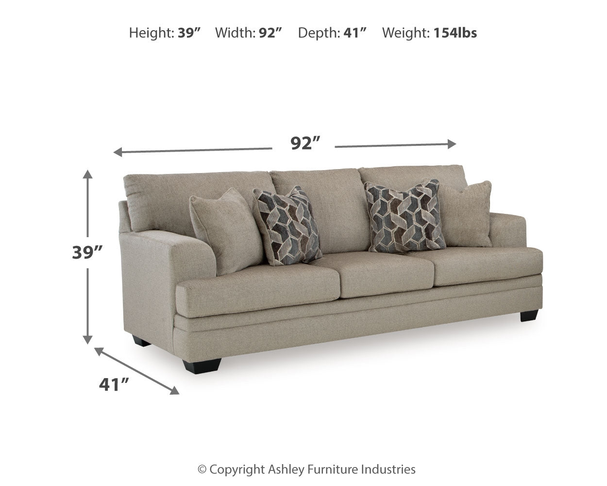 Stonemeade taupe sofa, loveseat, chair and ottoman set front view