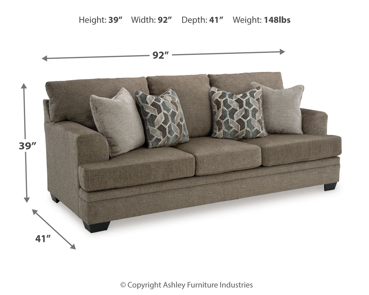 Stonemeade Nutmeg Sofa, Loveseat, Chair, and Ottoman set angled view