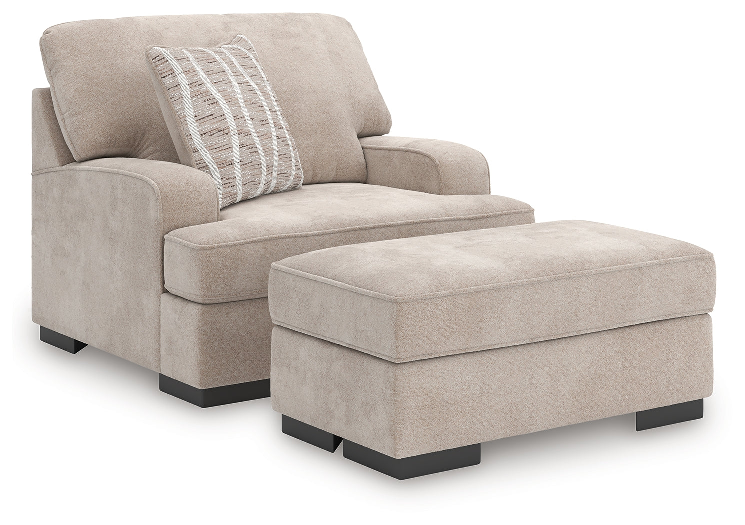 Side view of Taupe Profile Chair and Ottoman