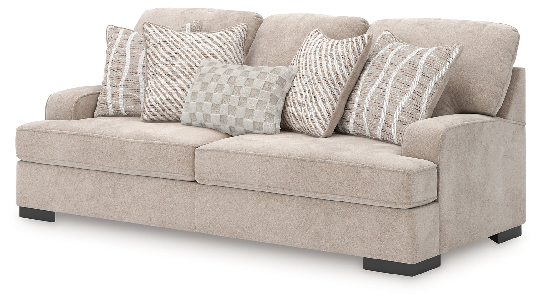 High Profile Taupe Chenille Sofa angled main view