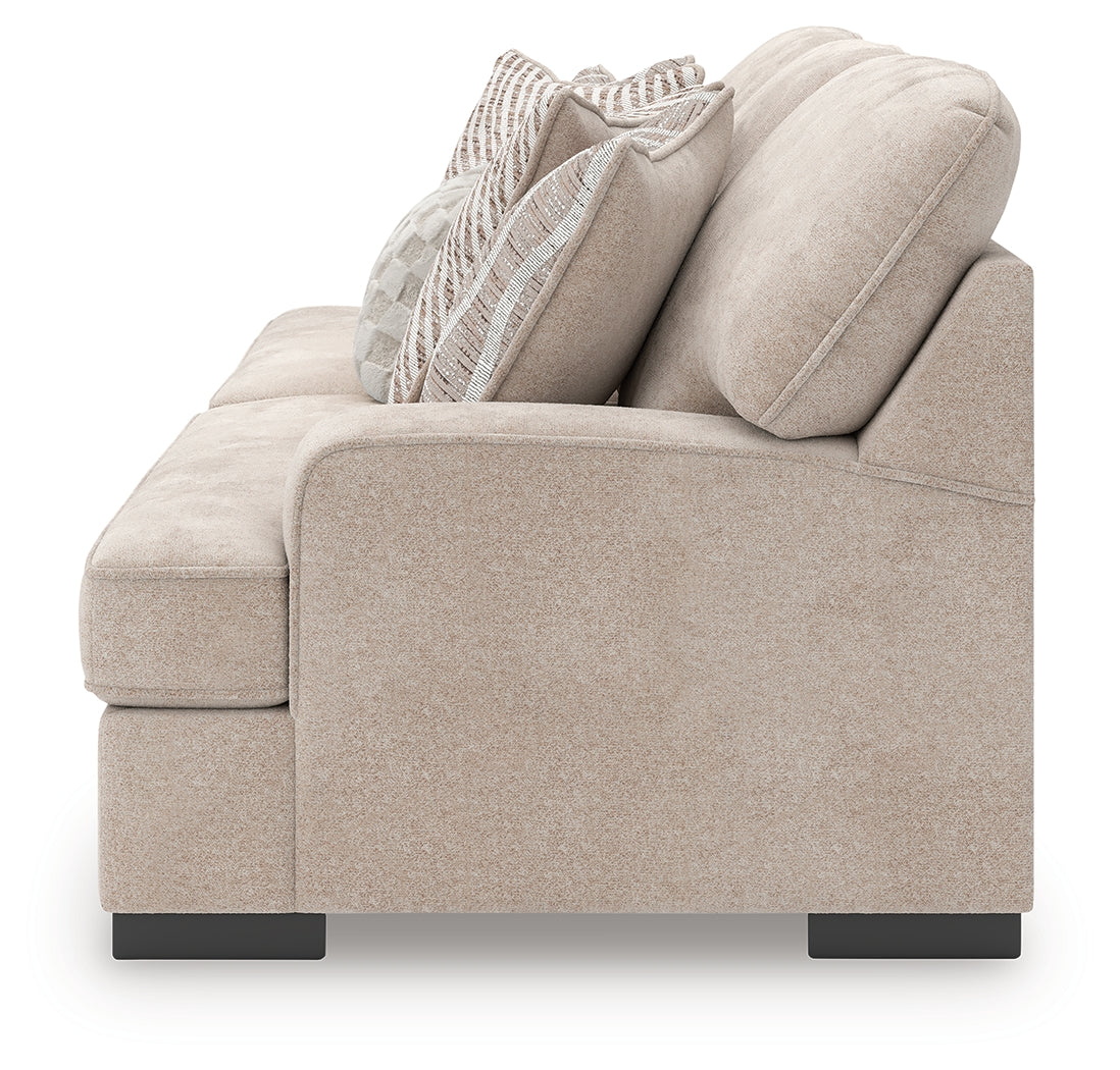 High Profile Taupe Chenille Sofa alternative side view