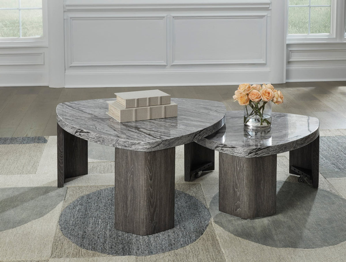Gray and Brown Extendable Coffee Table and End Table Set — product image 2