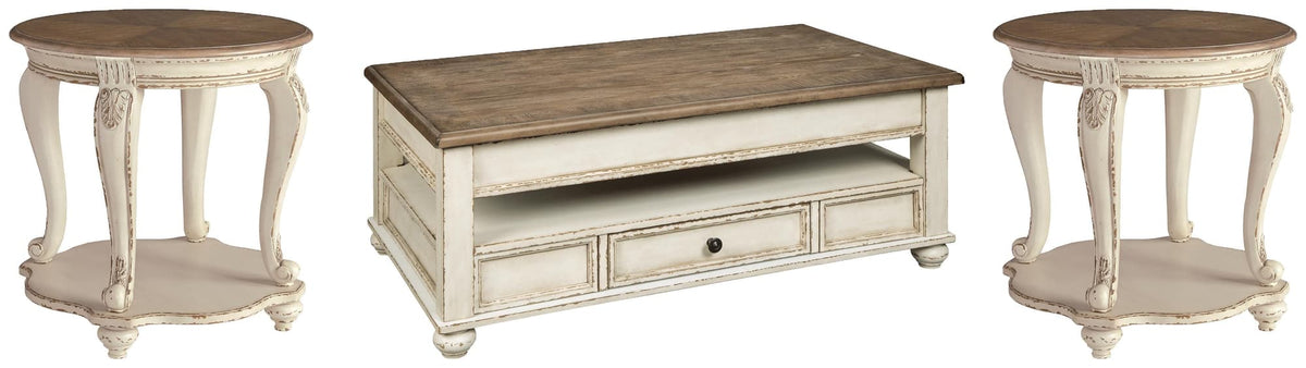 Realyn White/Brown Coffee Table with 2 End Tables — product image 2