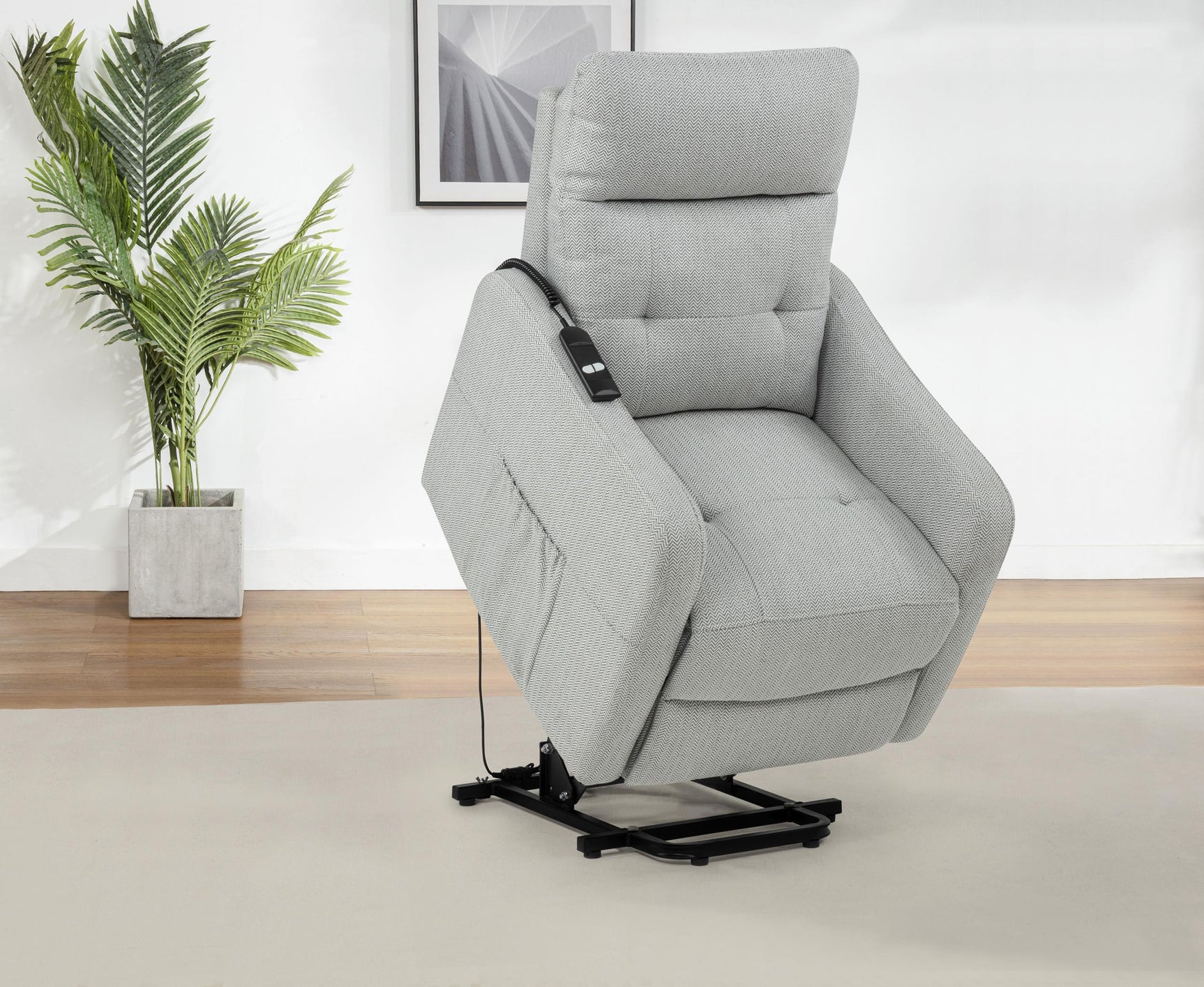 Back view of Dayes light grey recliner chair