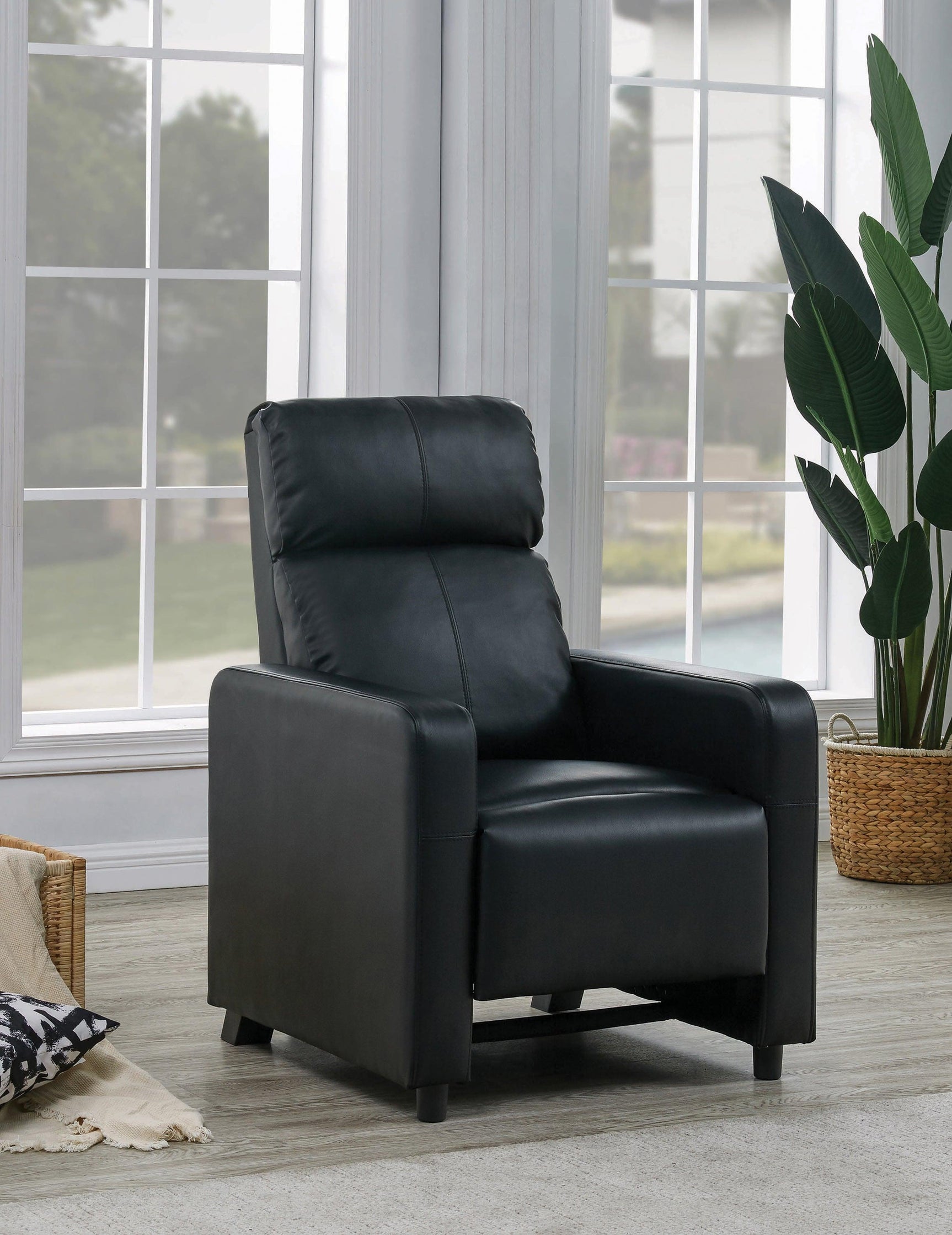Toohey Black Leatherette Recliner stitching detail