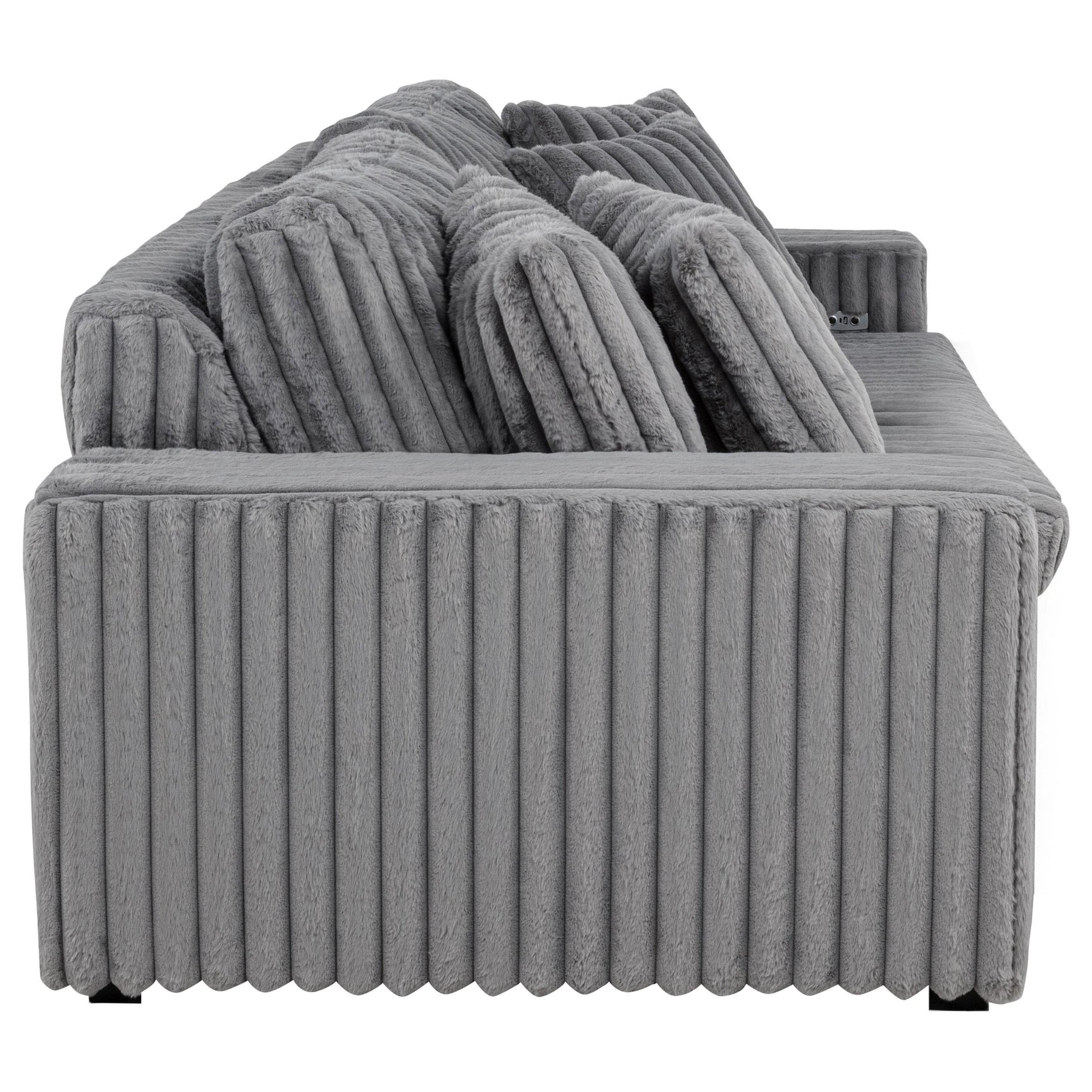 Jacana sofa grey with chaise, front angle