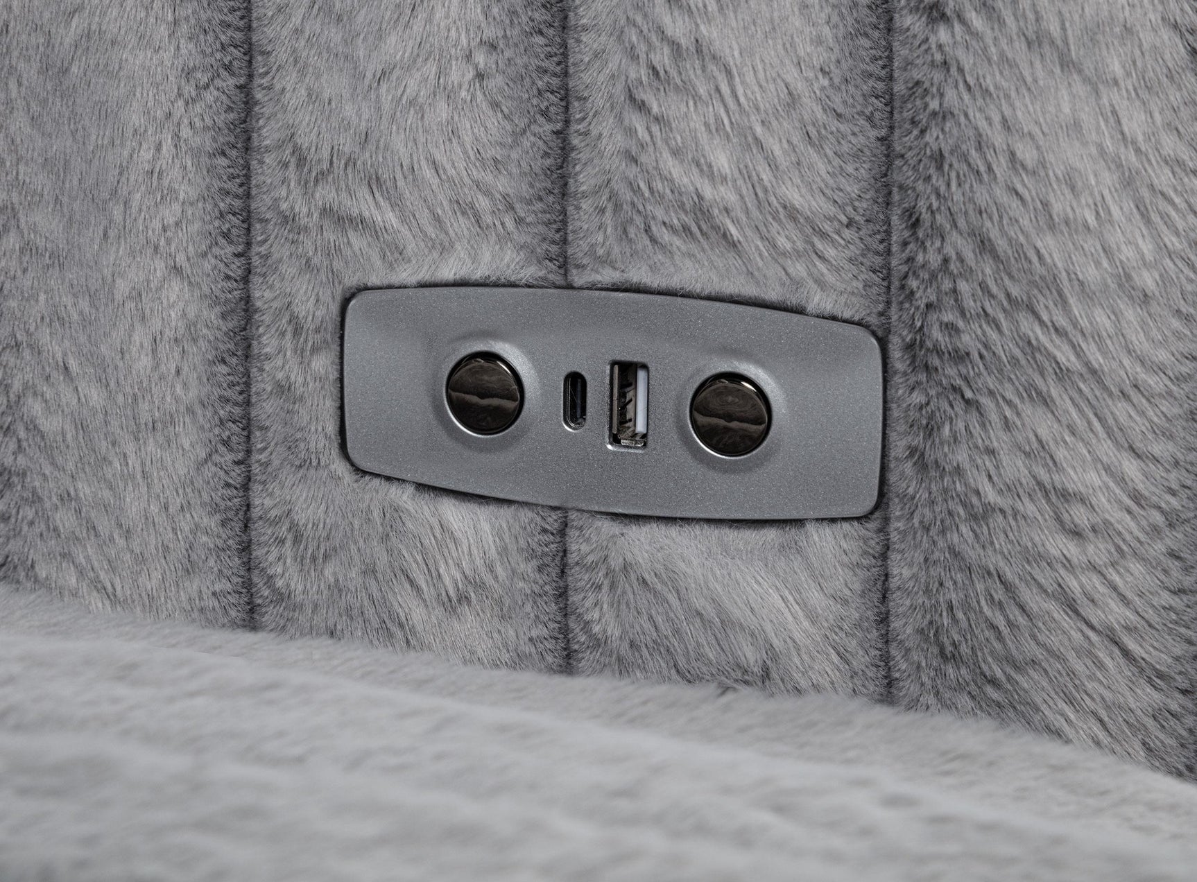 Detailed view of corduroy fabric and armrest