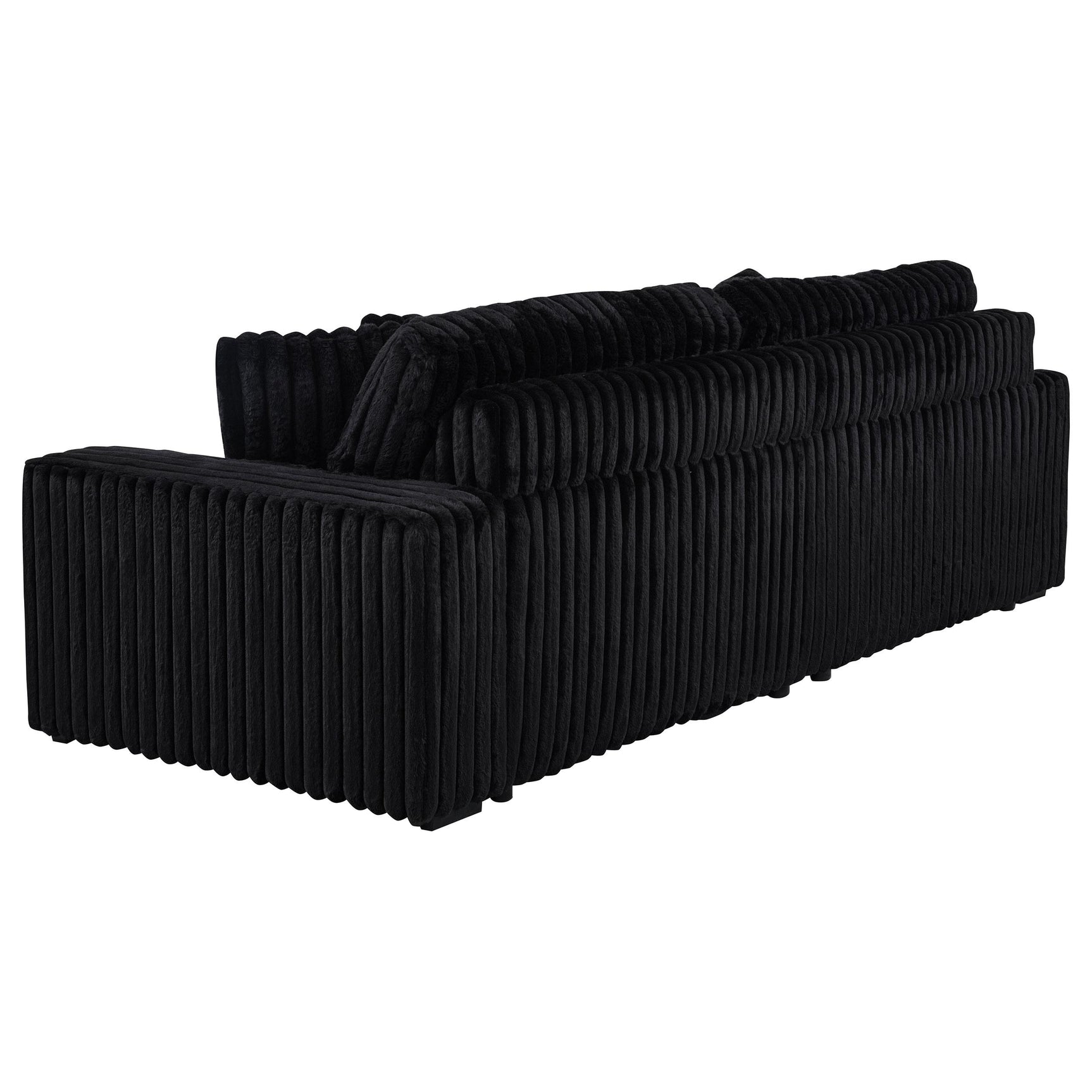 Back angle of Jacana Black Corduroy Power Chaise Sofa
