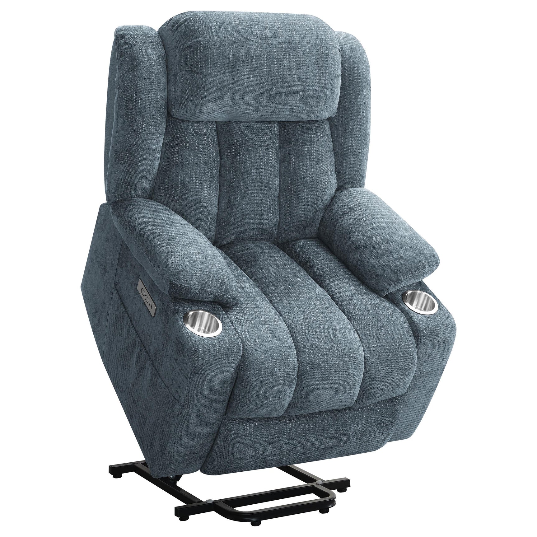 Recliner in reclined position showing extended footrest