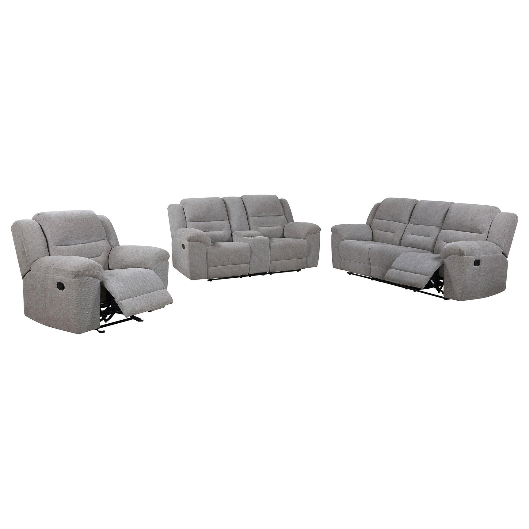 Grimm Gray Reclining Loveseat closeup