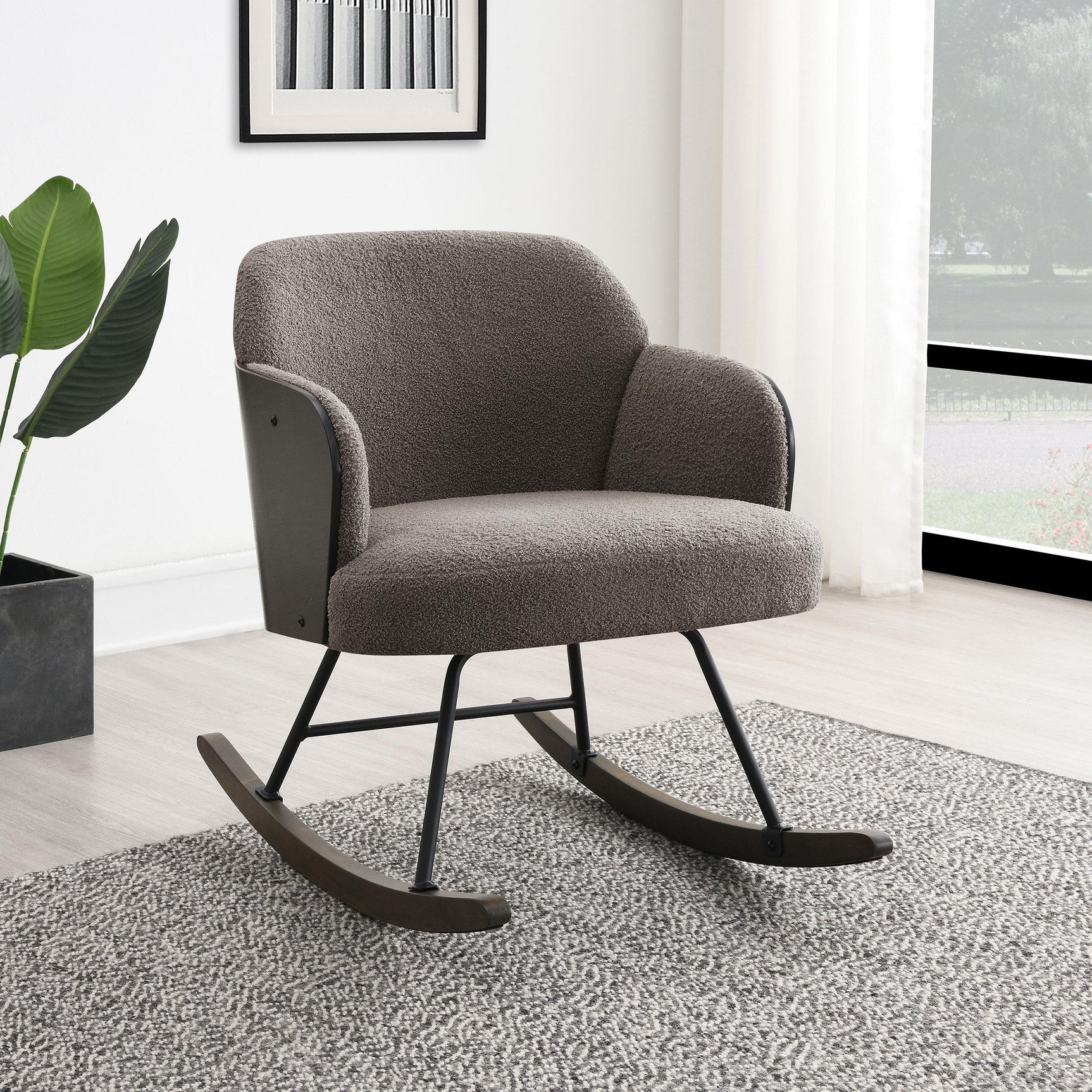 Paige Boucle Rocking Chair side profile