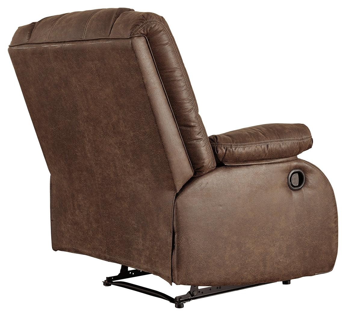 Back view of Bladewood Coffee Faux Leather Recliner