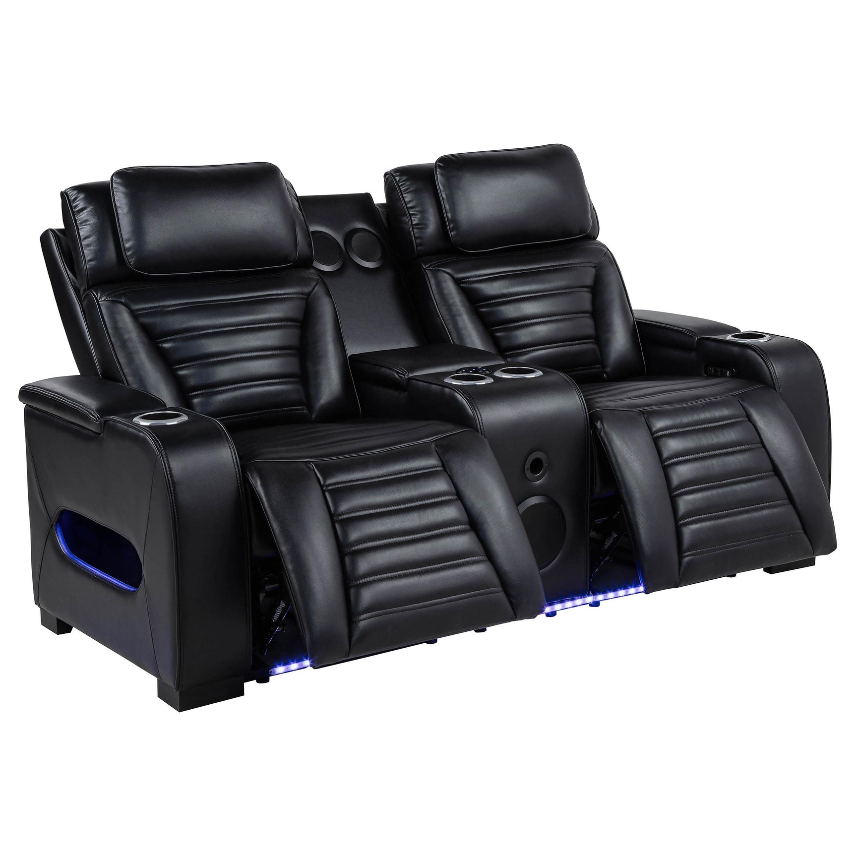 Zuma loveseat center console showing lift-top and cup holders