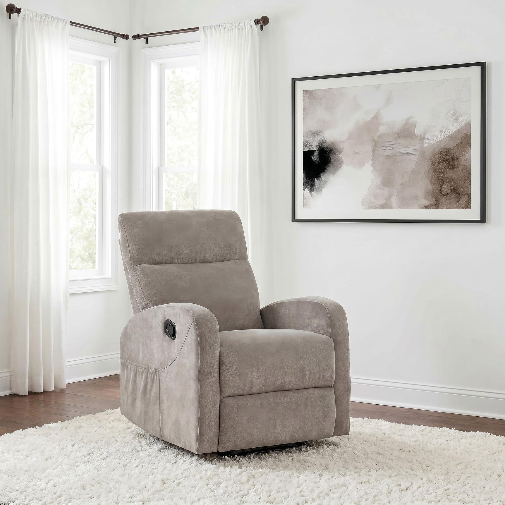 Hamilton Recliner side view showing glider mechanism