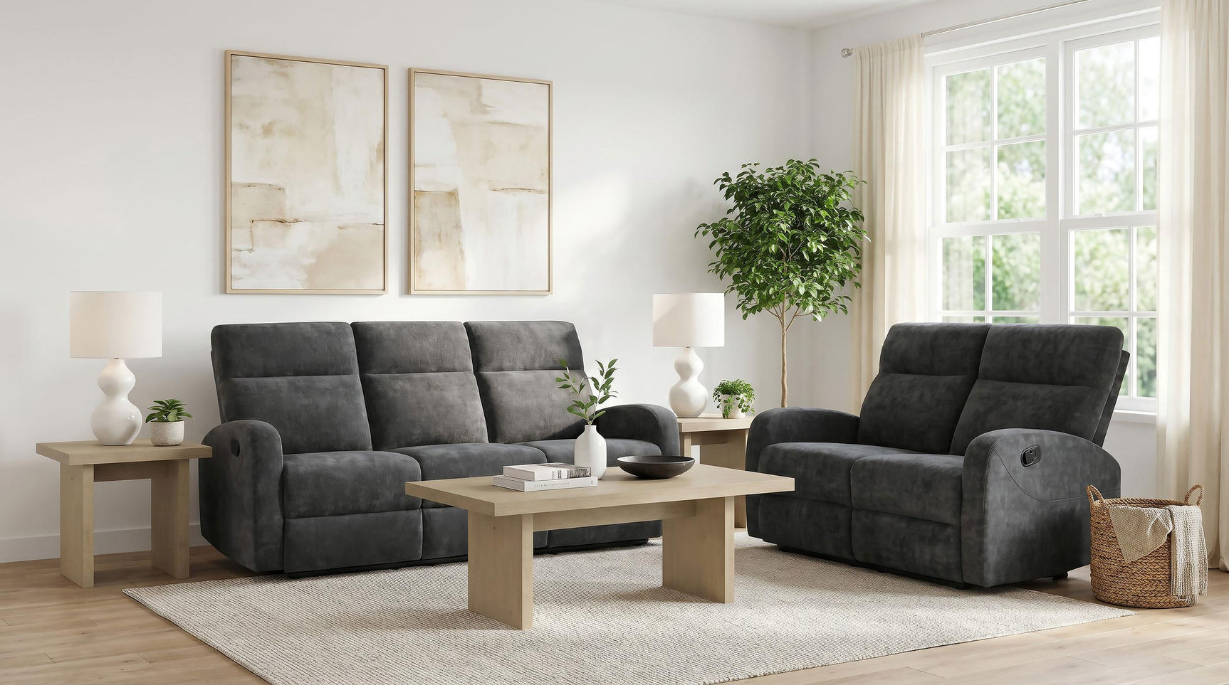 Hamilton reclining sofa side view