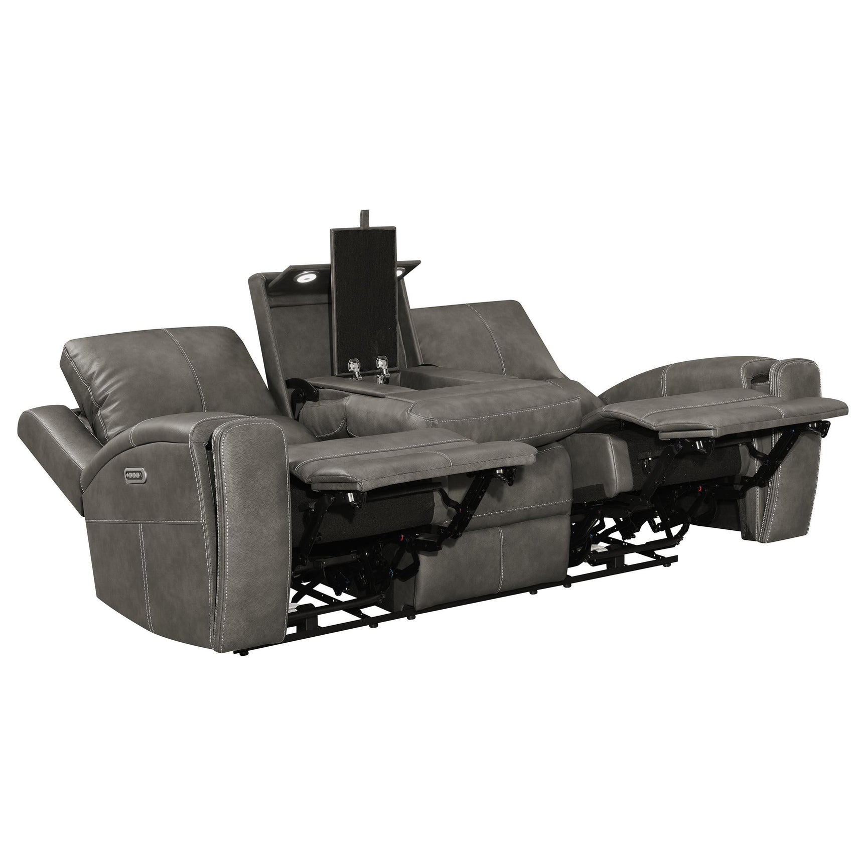 Power reclining sofa set armrest with cup holder