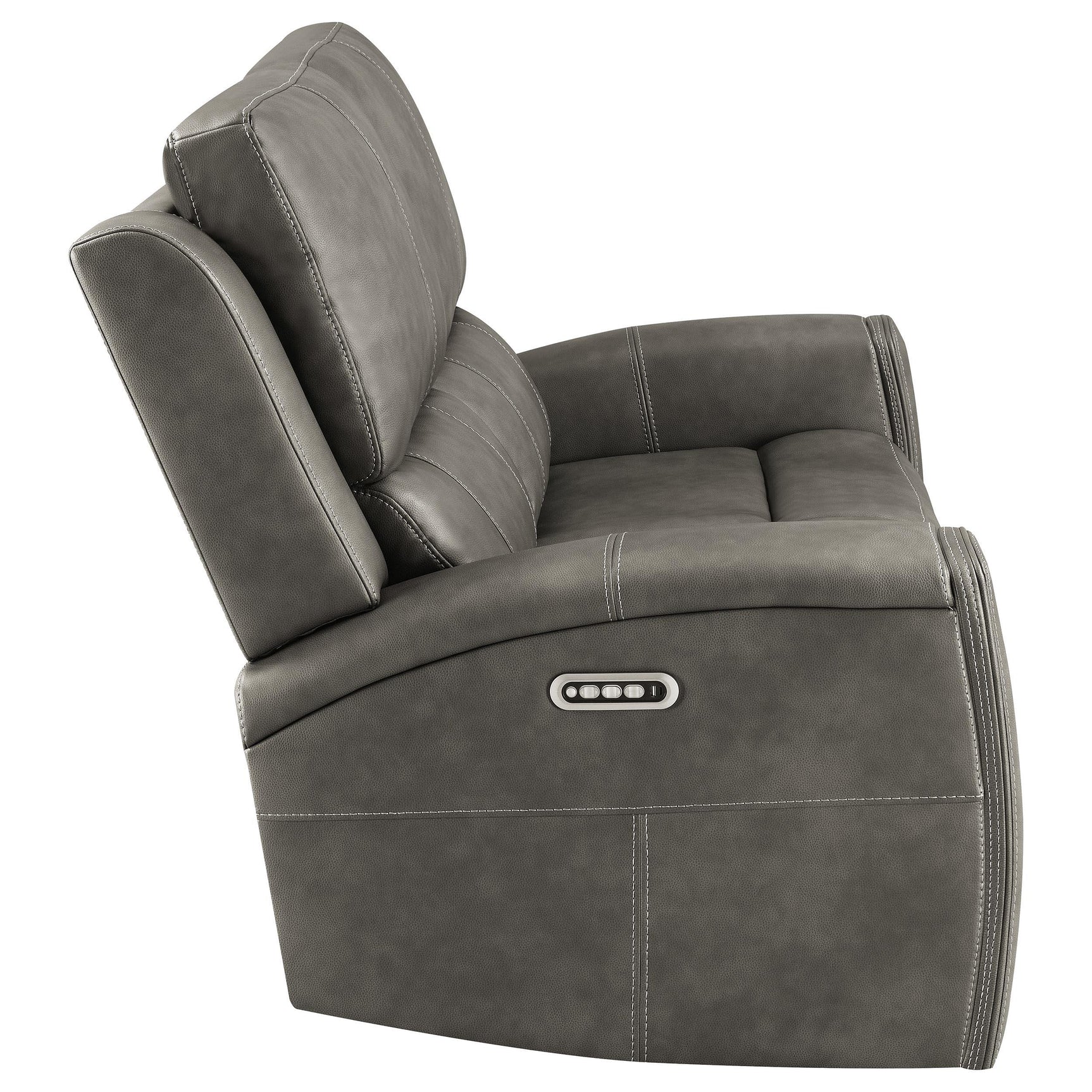 Footrest extended on Brickston Triple Power Reclining Loveseat