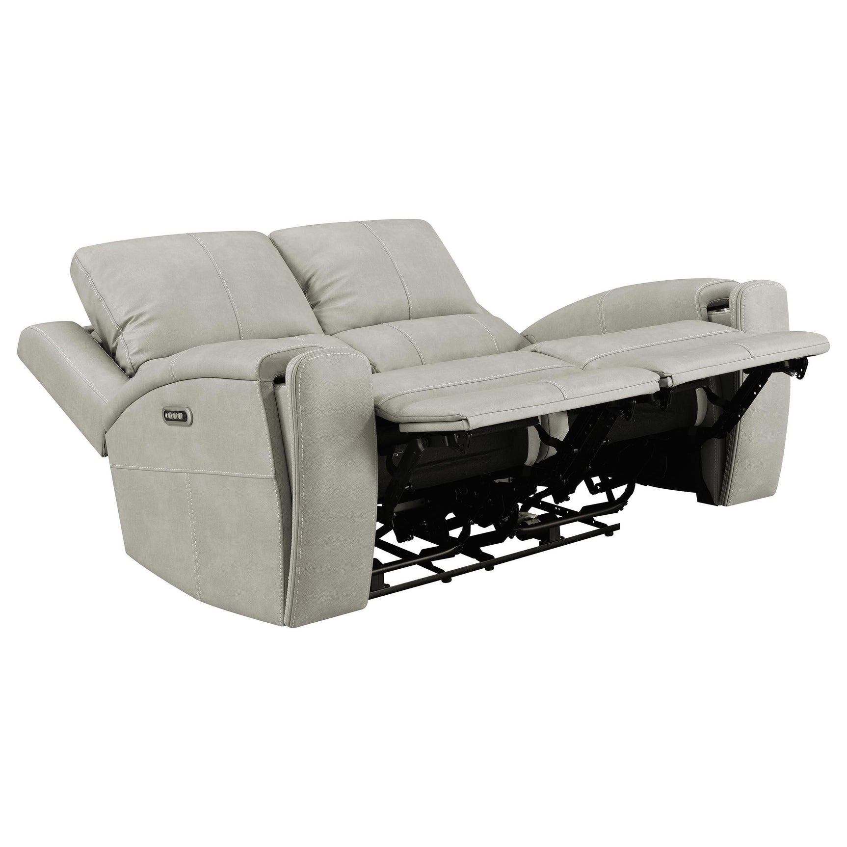 Power reclining controls with USB ports on loveseat arm