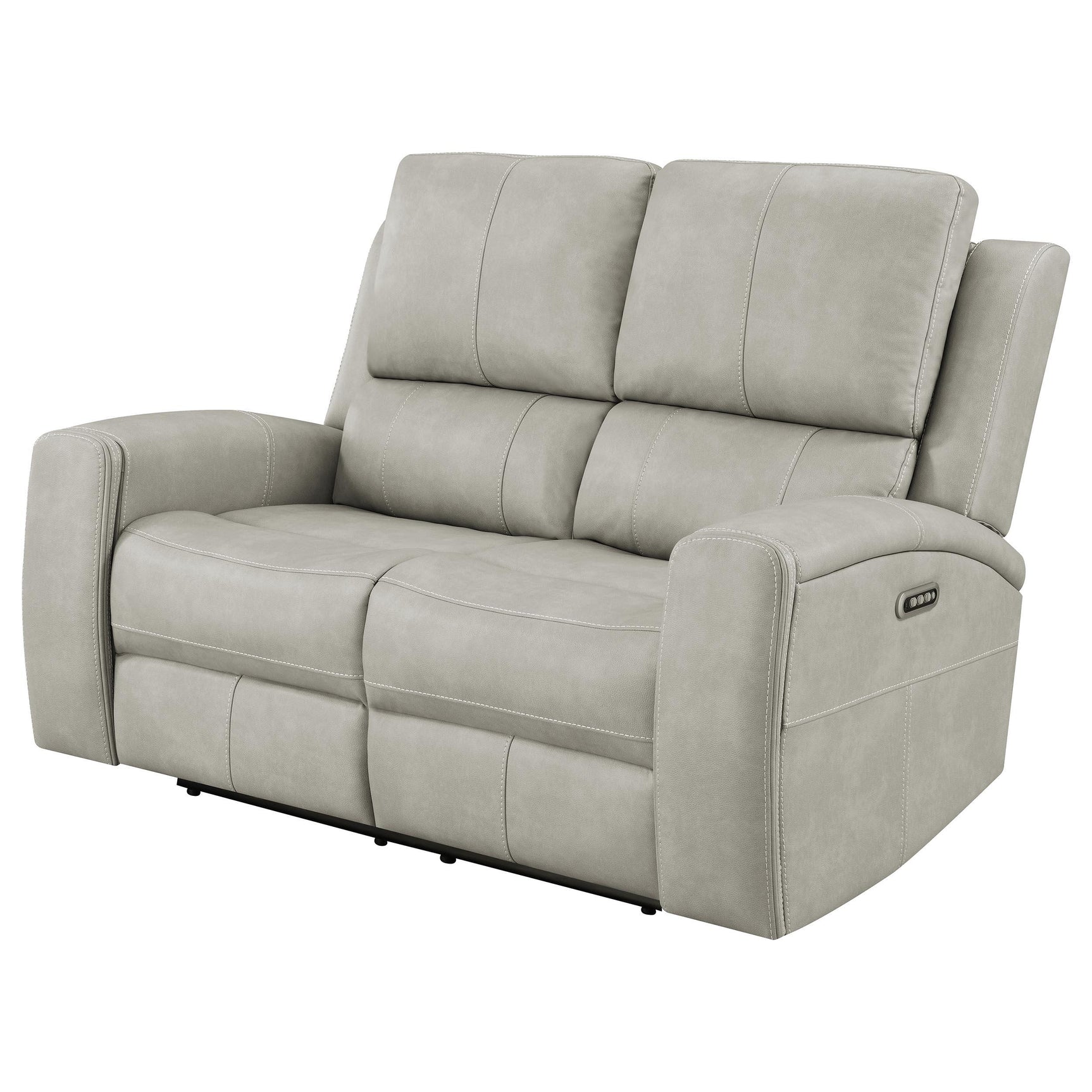 Side view of loveseat showing reclining feature