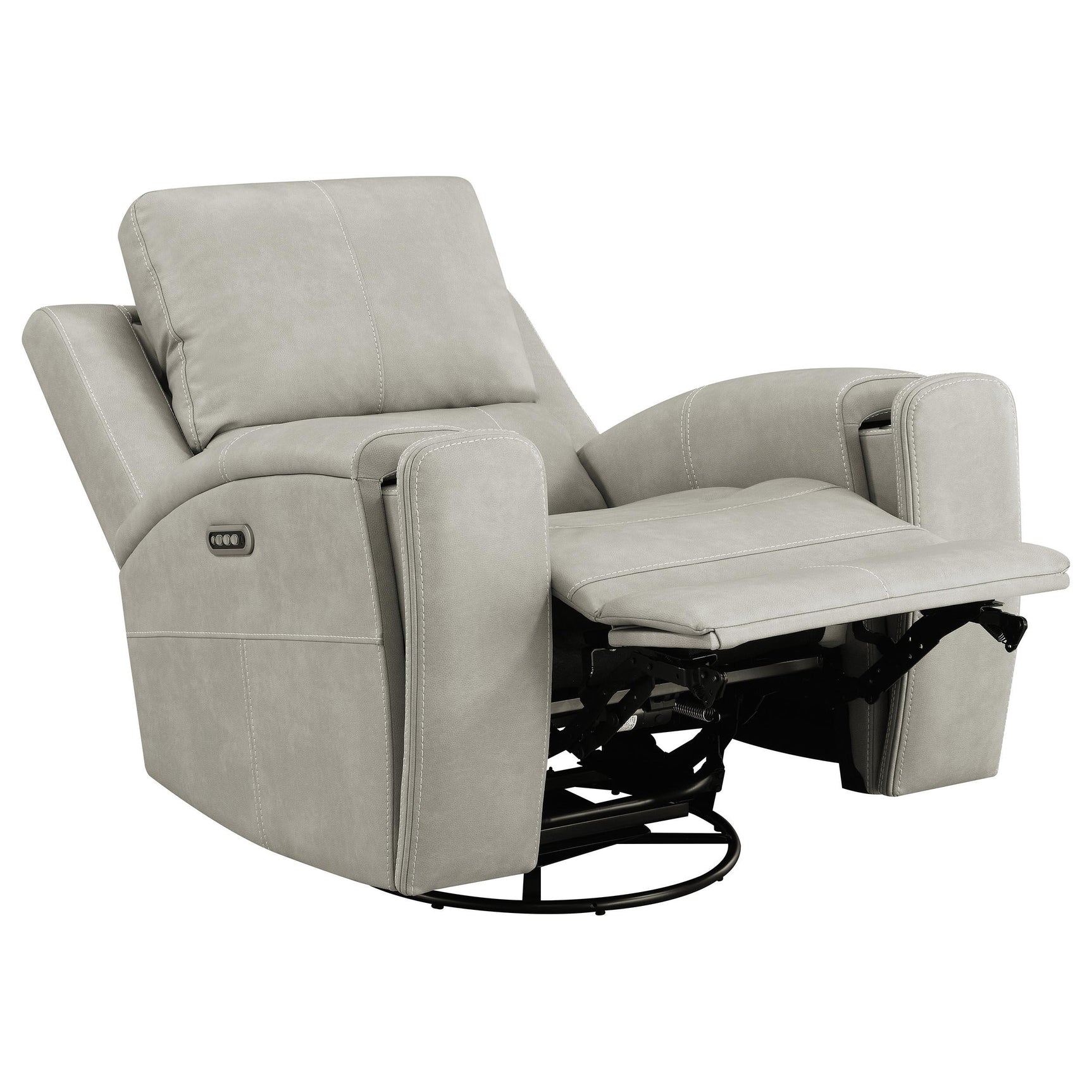 Brickston Recliner side view showing swivel glider base