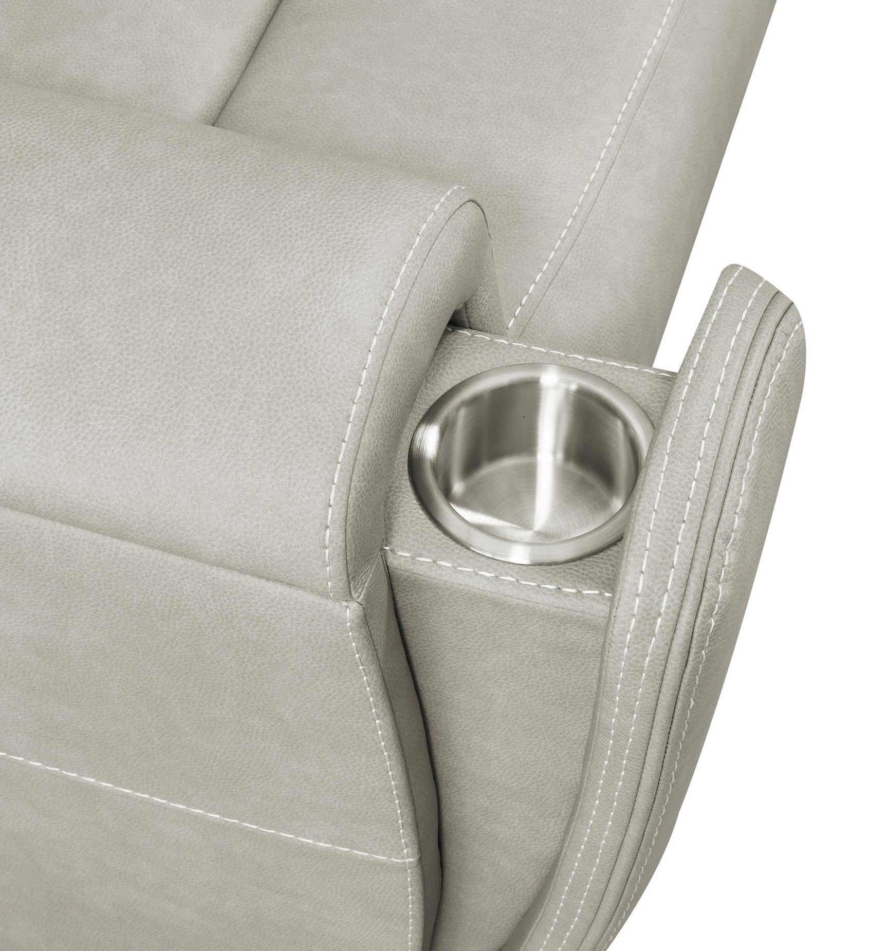 Armrest with USB ports and cup holder detail