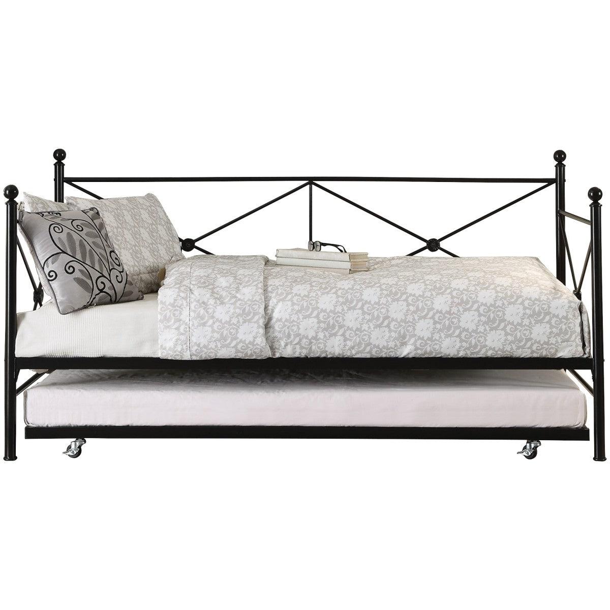 Jones Black Metal Daybed with Trundle side angle