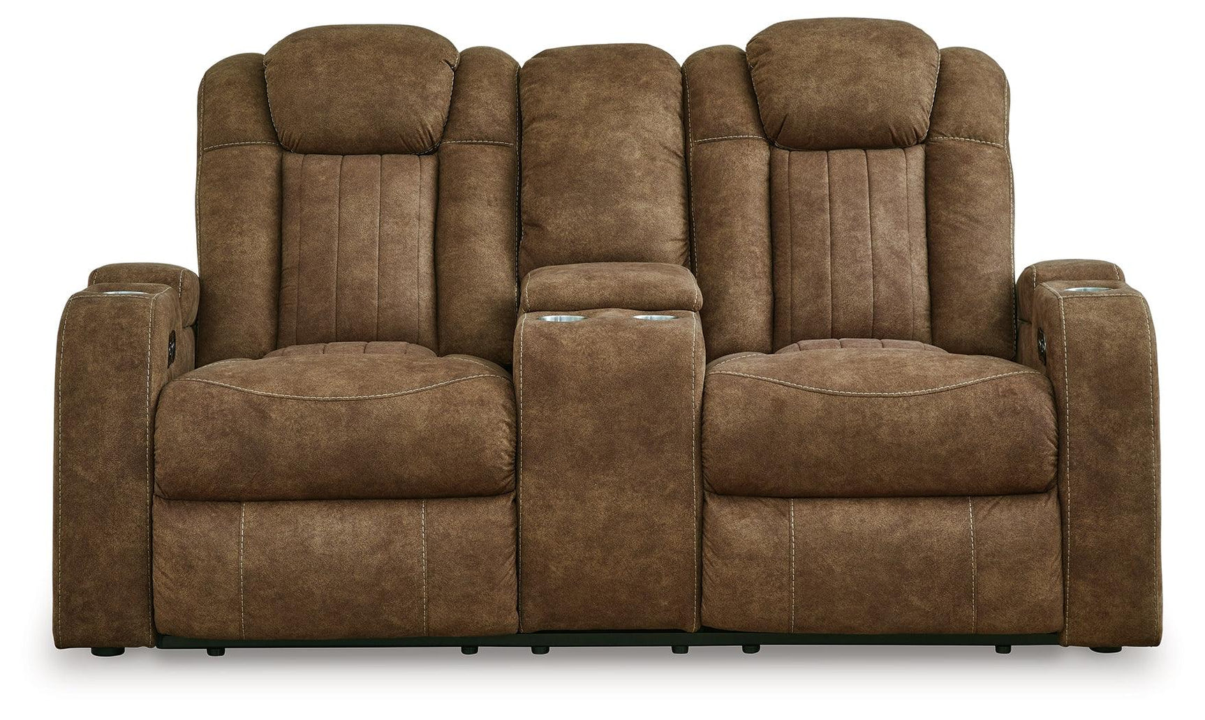 Wolfridge Brindle Faux Leather Power Reclining Loveseat rear view