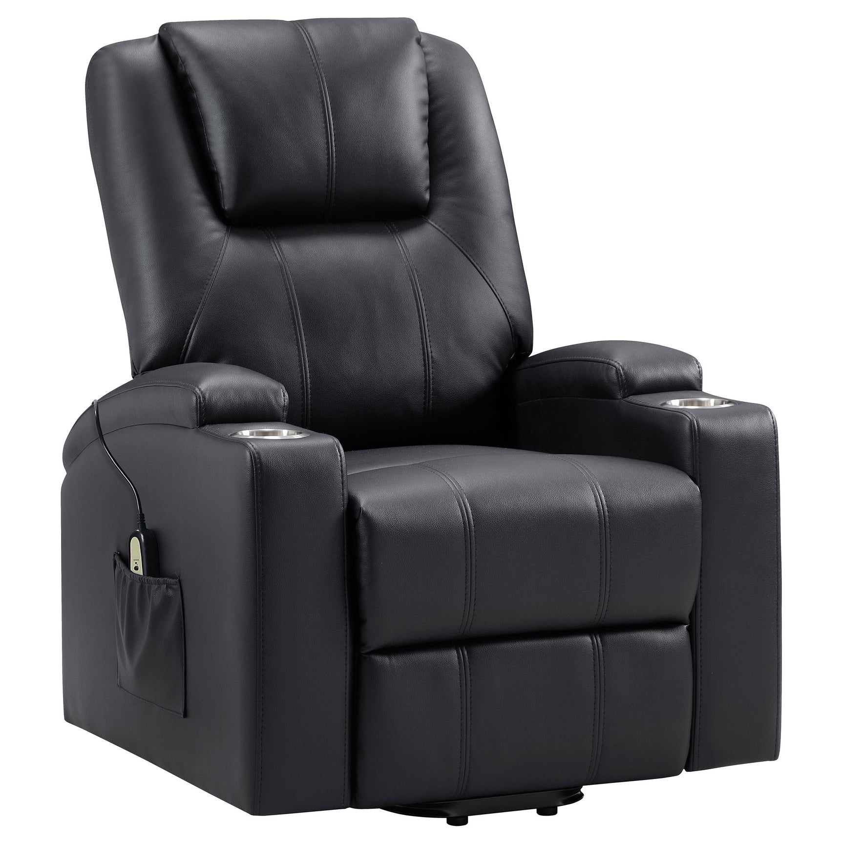 Close-up of black leatherette upholstery