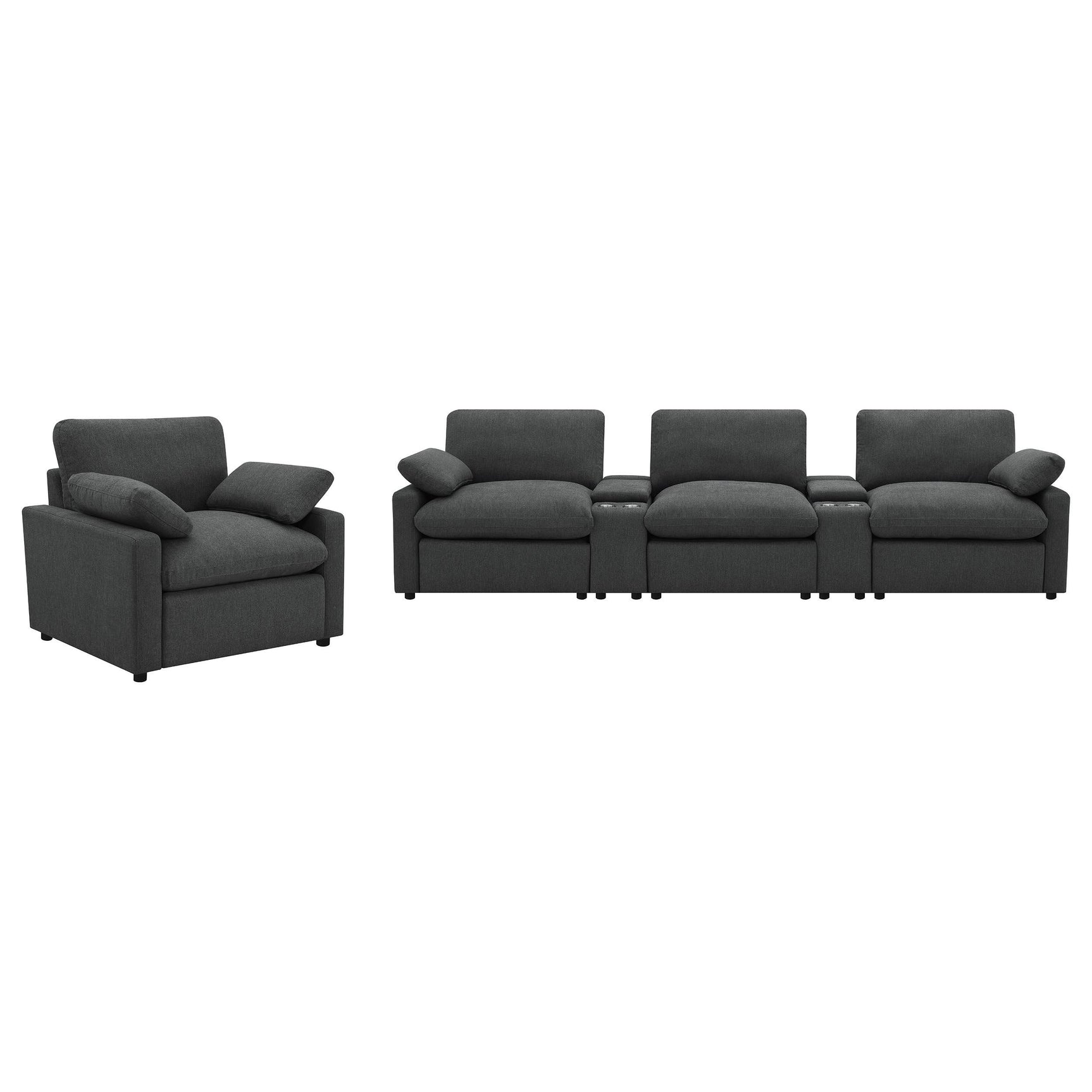 Seating arrangement with visible control buttons