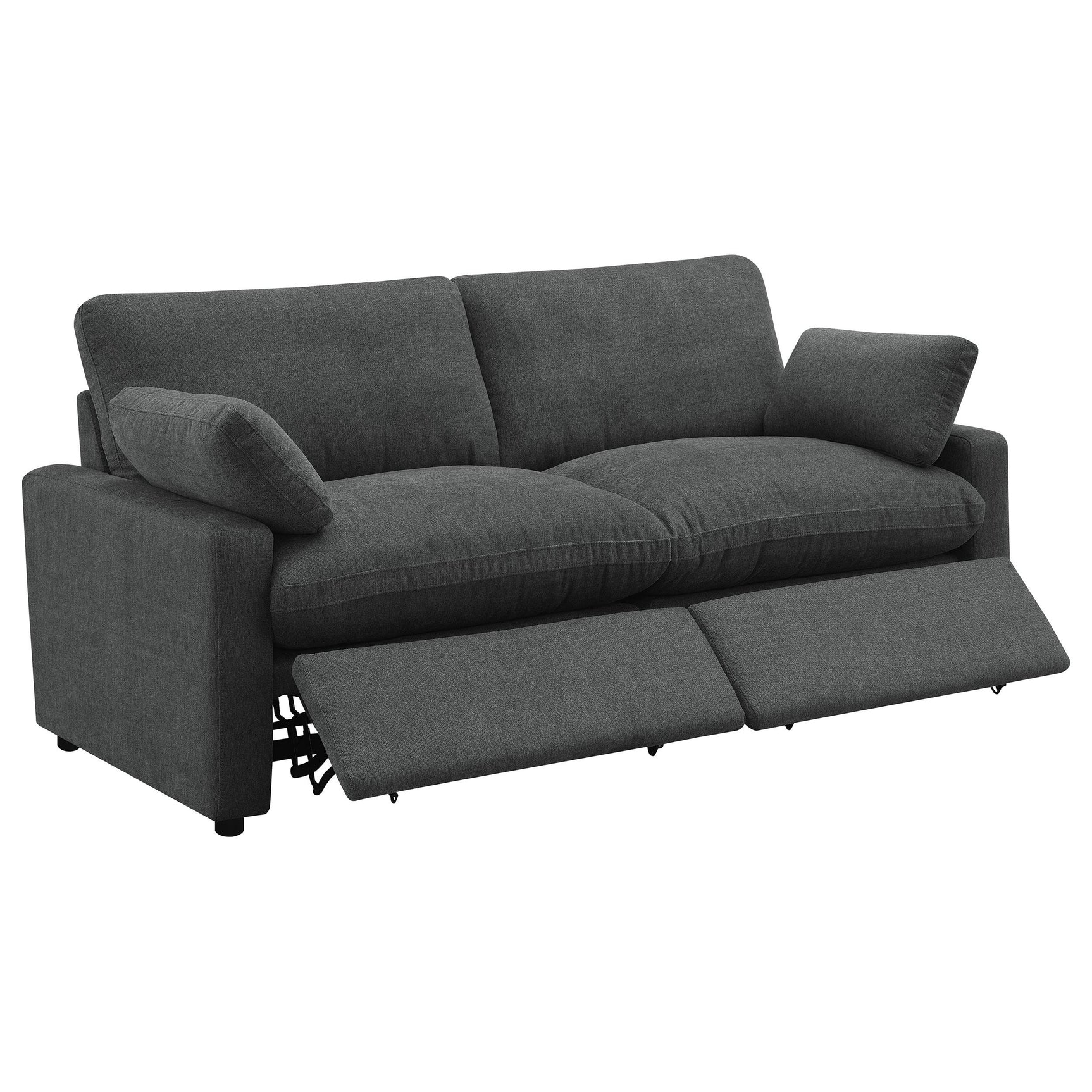 Collins Power Loveseat side angle showing reclined seat