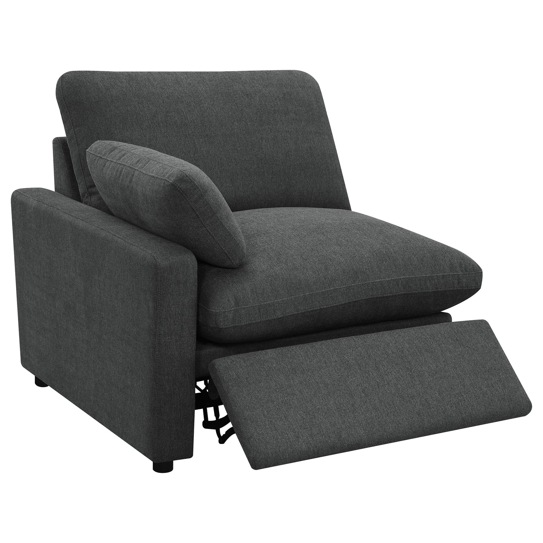 Power reclining control on loveseat arm