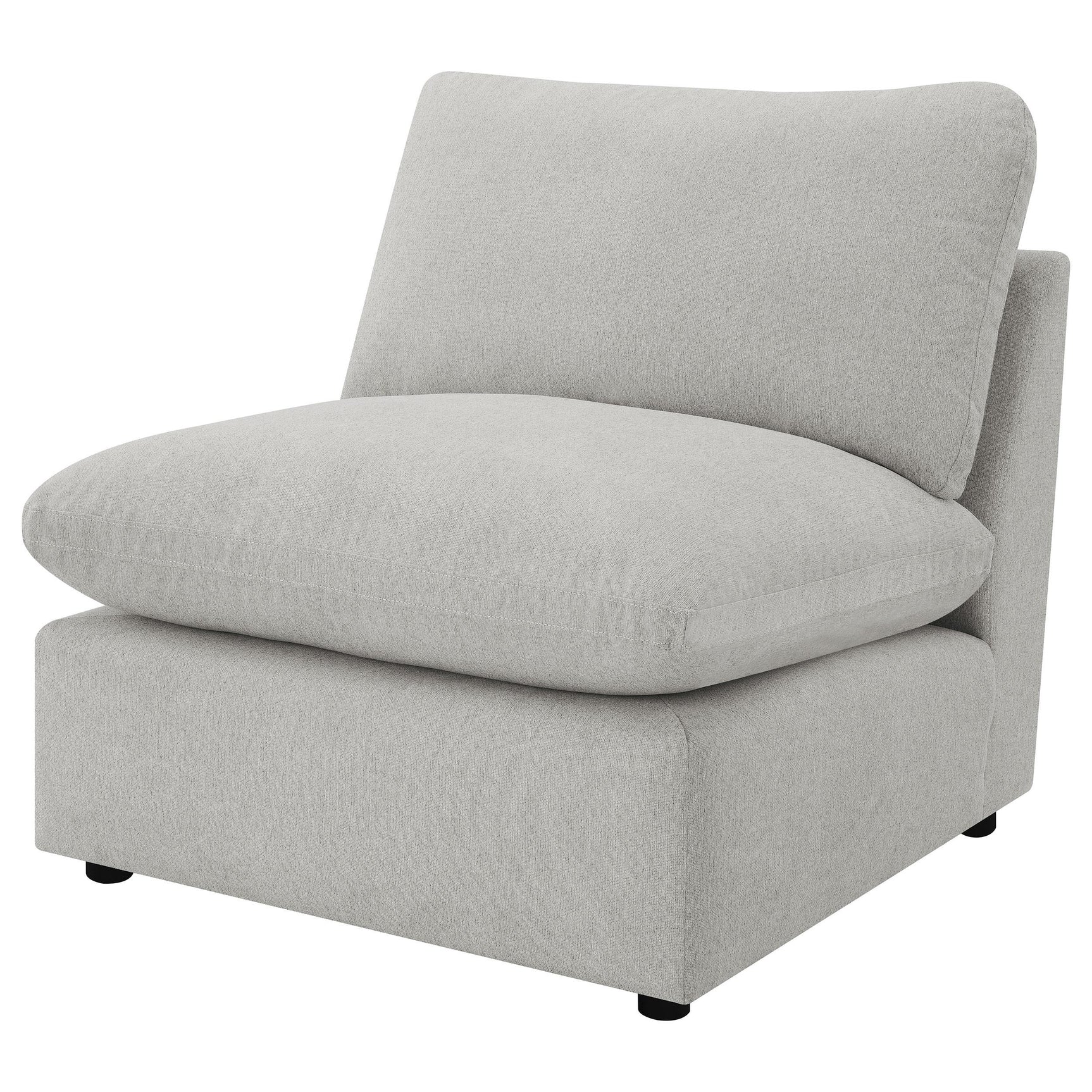 Back view of Collins grey upholstered armless chair