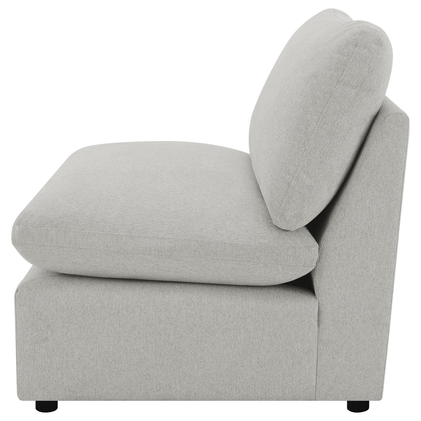 Close-up on fabric and armrest of Collins chair