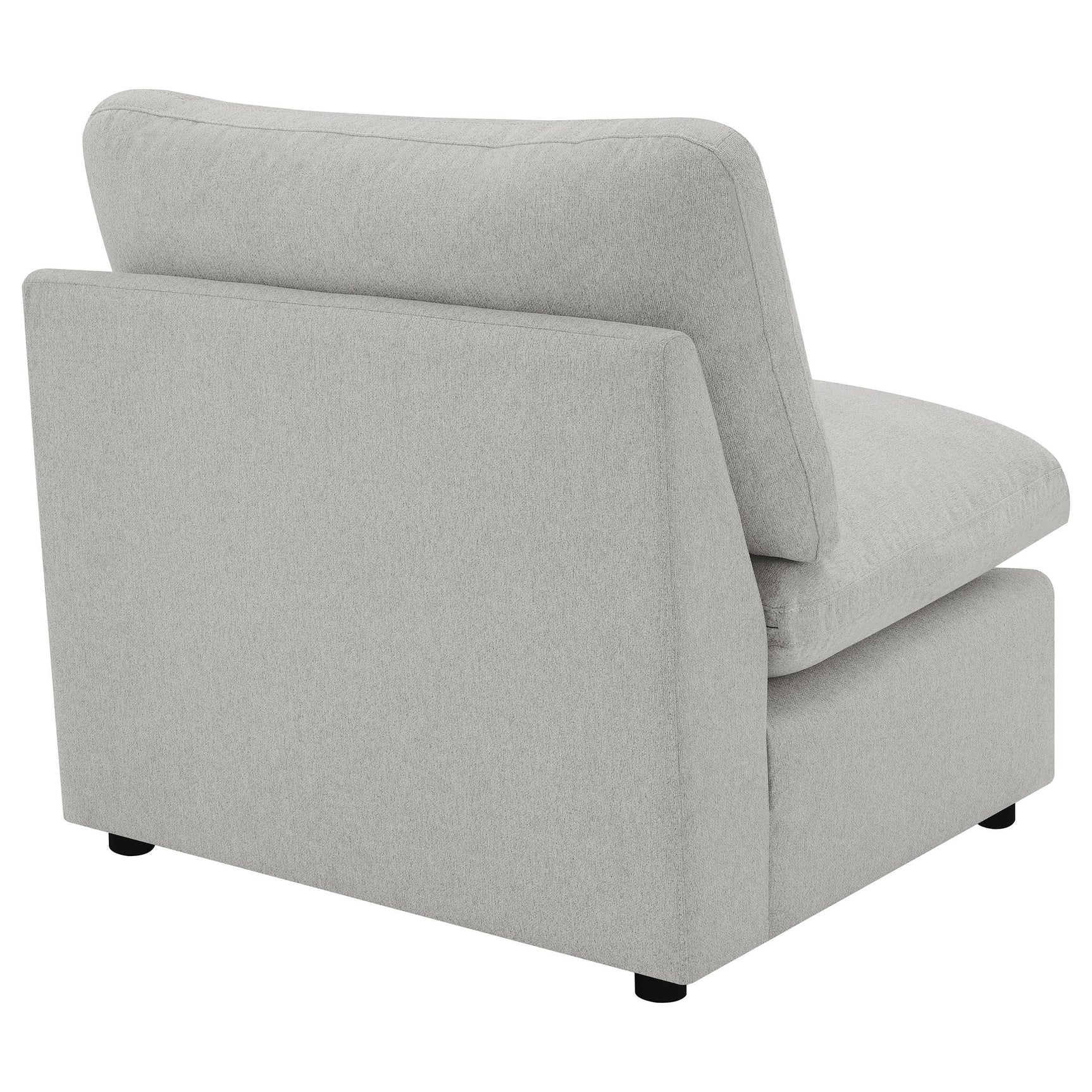 Collins grey armless chair against white background