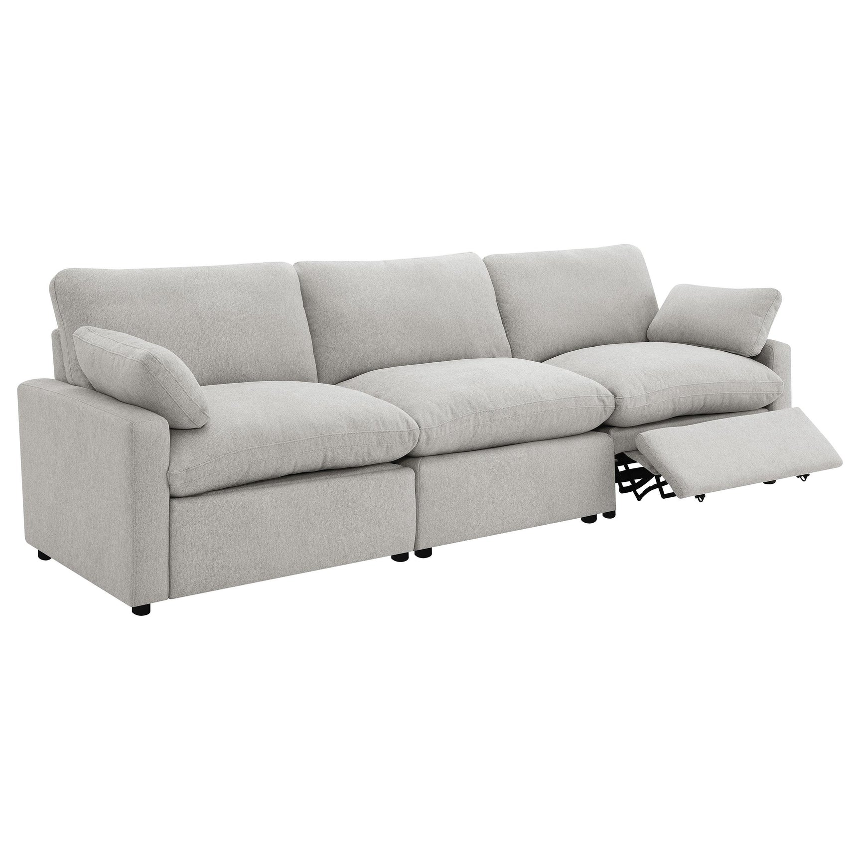 Collins Modular Power Reclining Sofa Grey, closeup of cushions