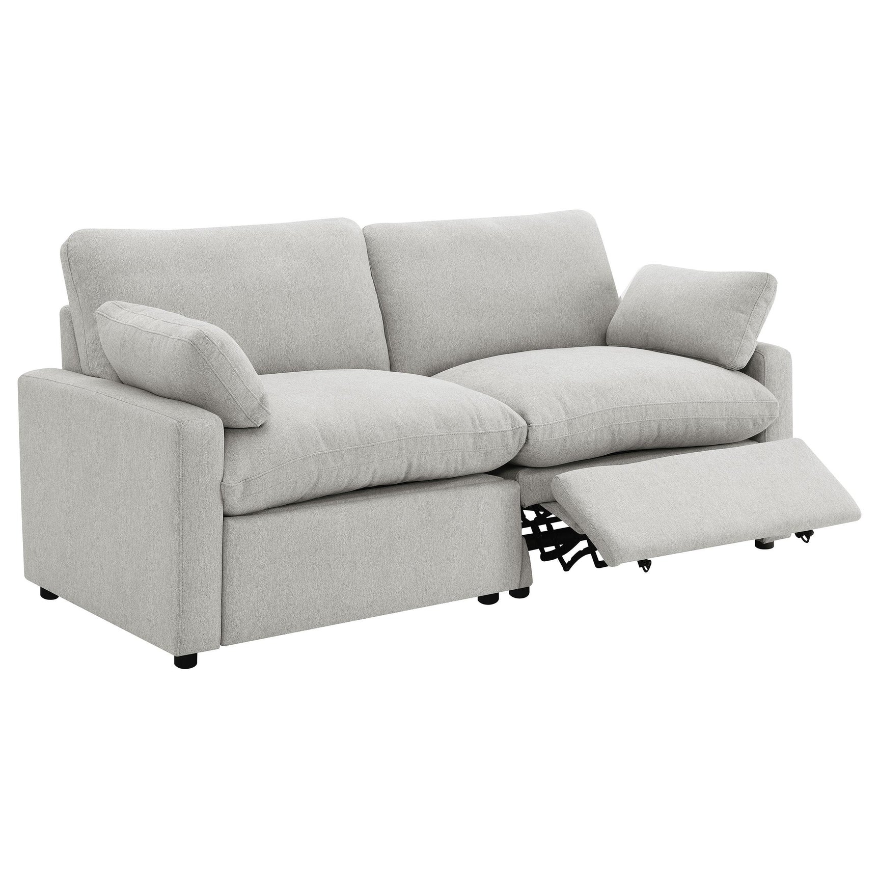 Reclined position of Collins Modular Power Loveseat in grey