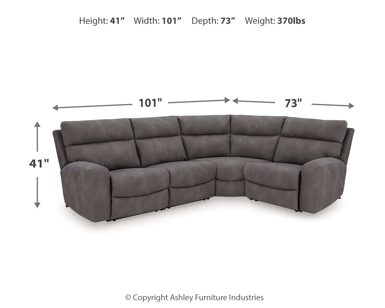 Next-Gen DuraPella Slate 4-piece power reclining sectional