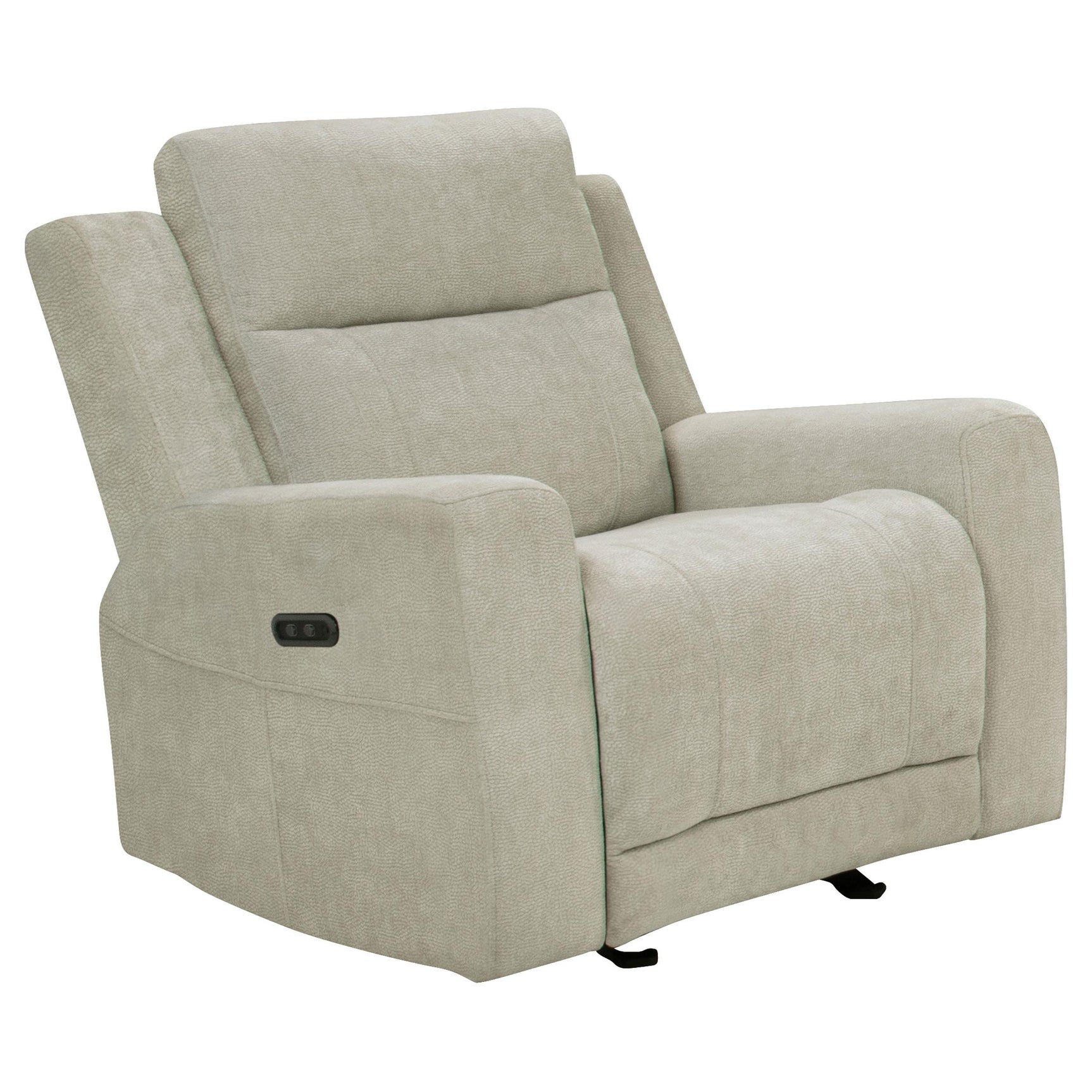 Kennett Ivory Chenille Upholstered Power Recliner Chair side angle