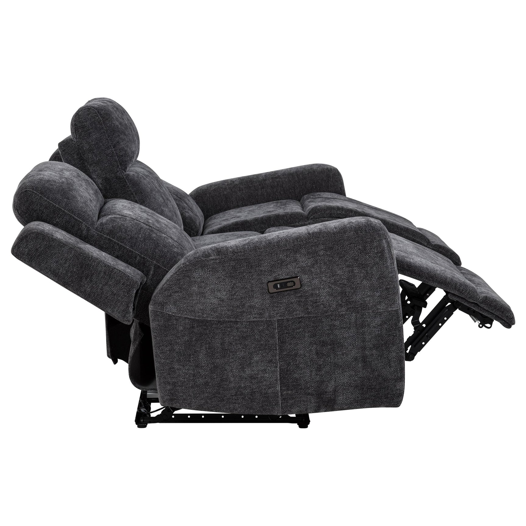 Back view of Kennett Chenille Upholstered Power Reclining Sofa