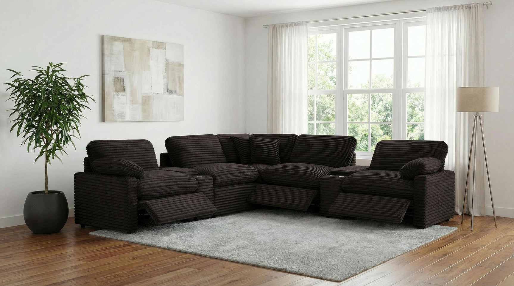 Close-up of power reclining control on Collins sectional